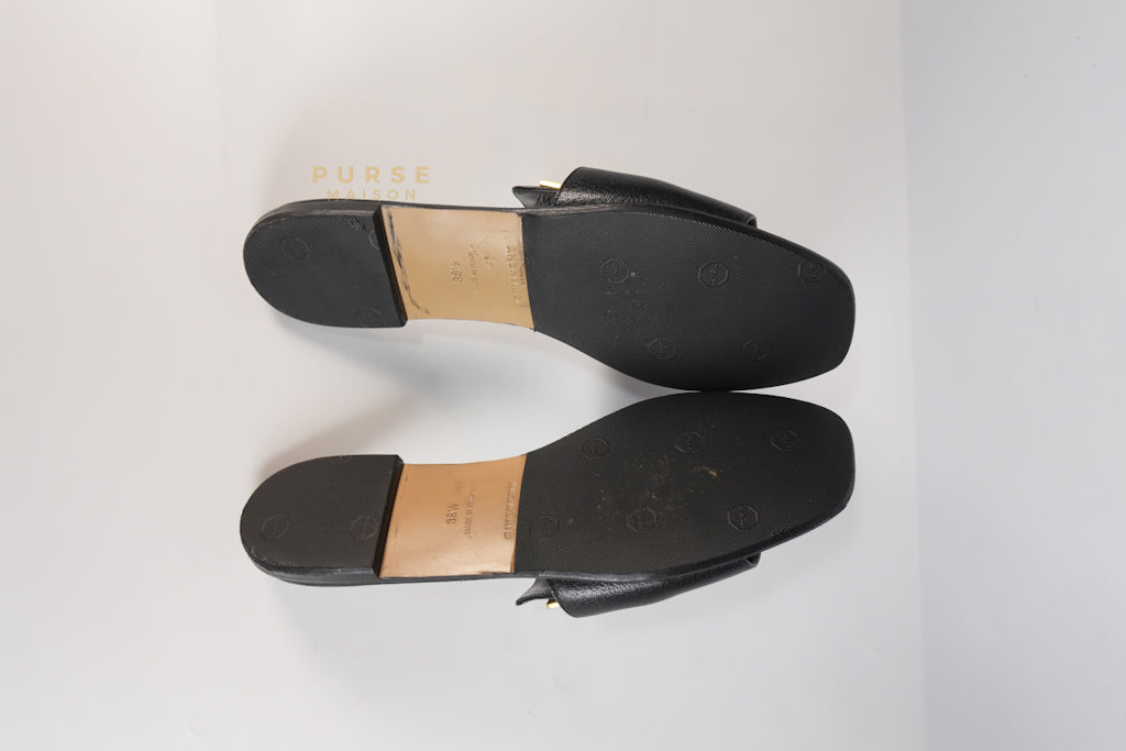 4G Logo Slide Sandals in Black Plague Leather Size 38.5 Eu (24 cm) | Purse Maison Luxury Bags Shop
