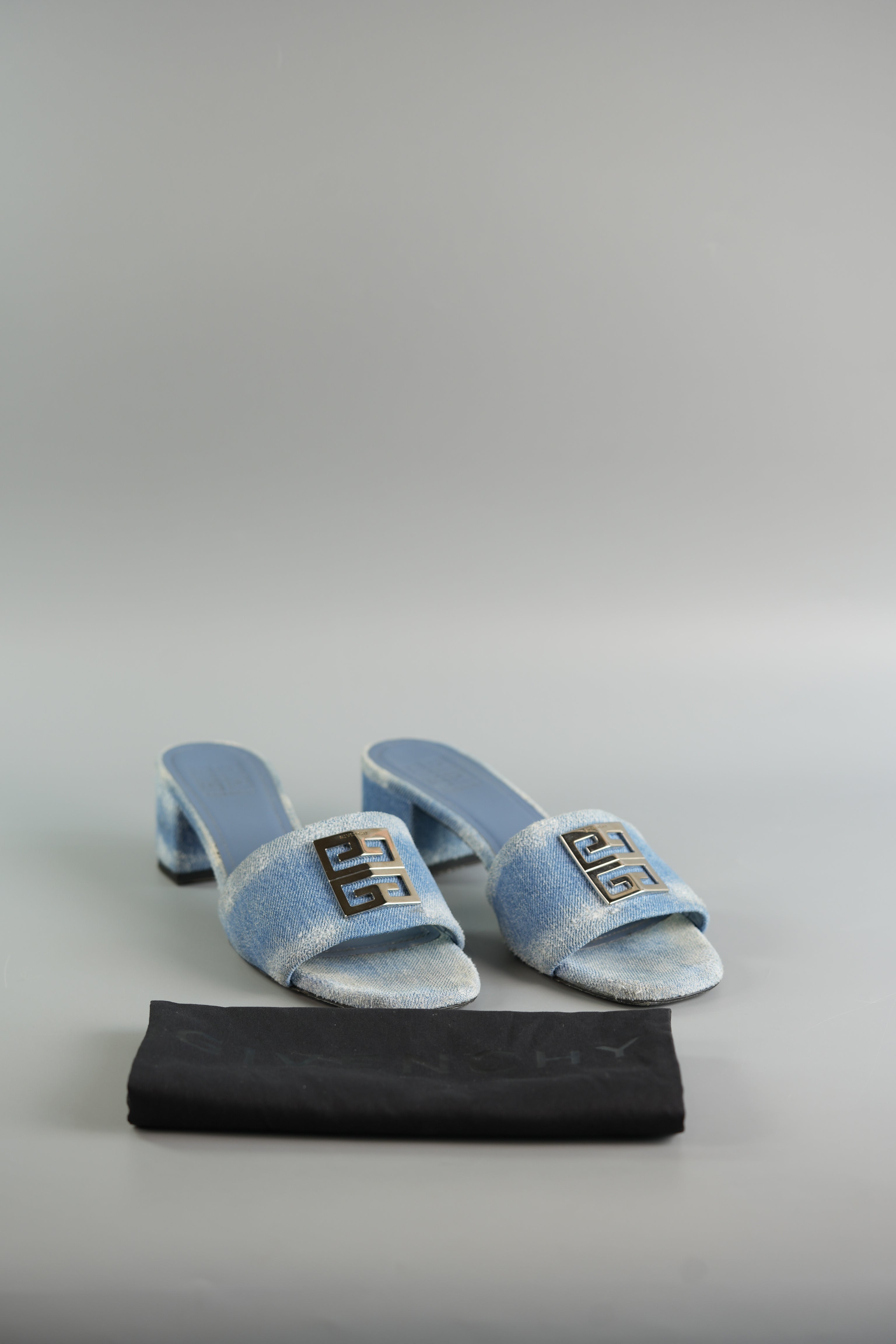 4G Washed Denim Heeled Mules Size 39 (25.5cm) | Purse Maison Luxury Bags Shop