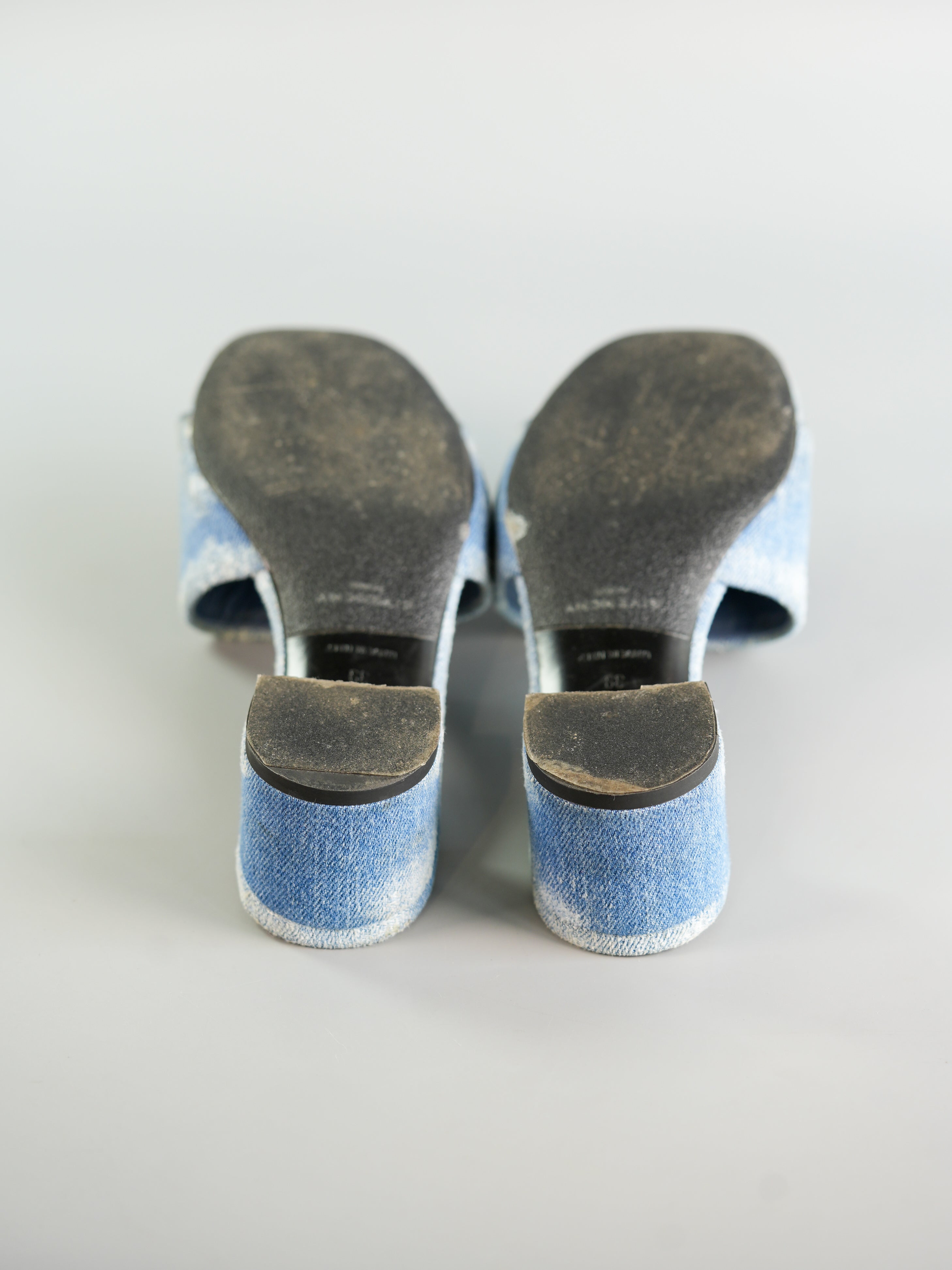 4G Washed Denim Heeled Mules Size 39 (25.5cm) | Purse Maison Luxury Bags Shop