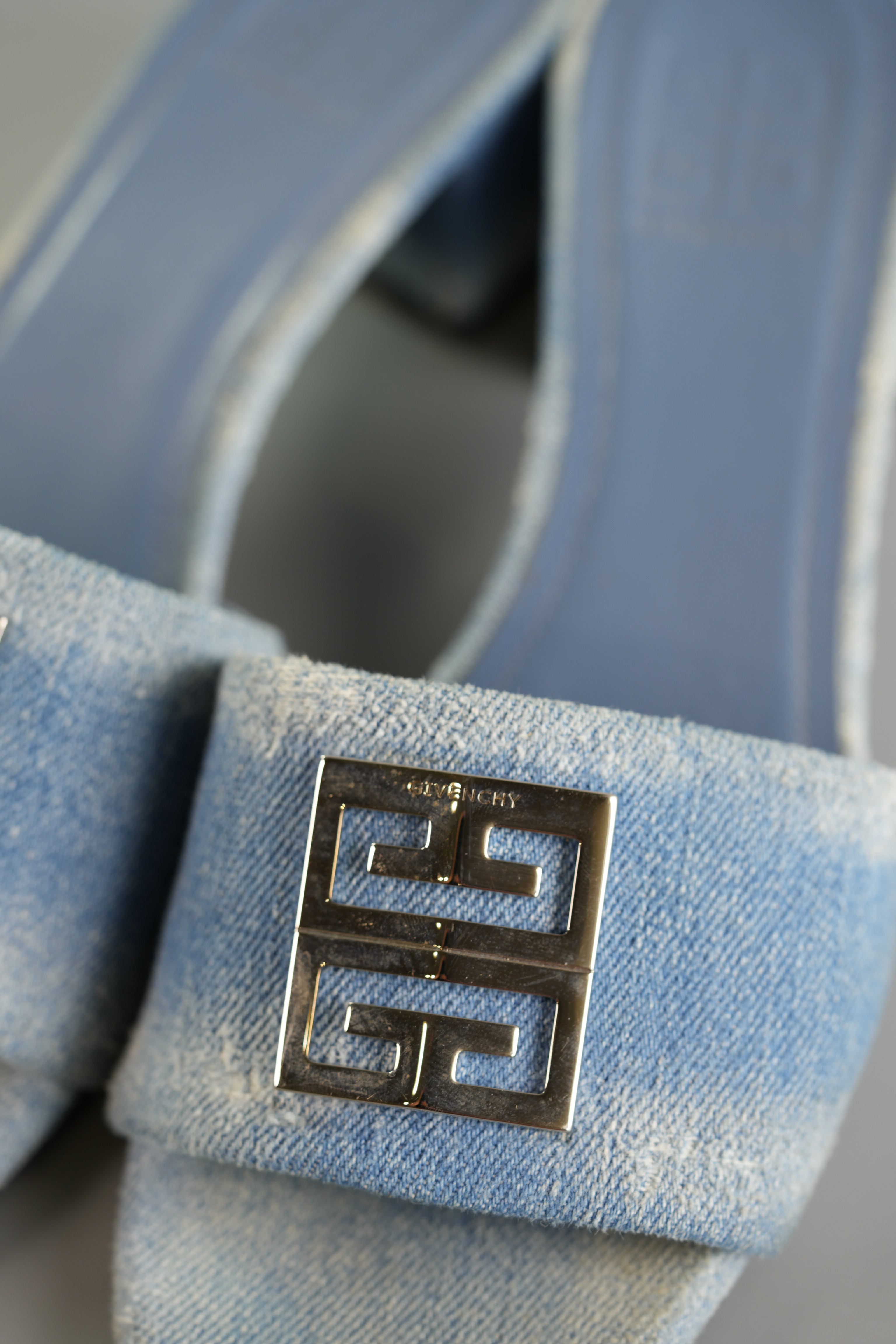 4G Washed Denim Heeled Mules Size 39 (25.5cm) | Purse Maison Luxury Bags Shop