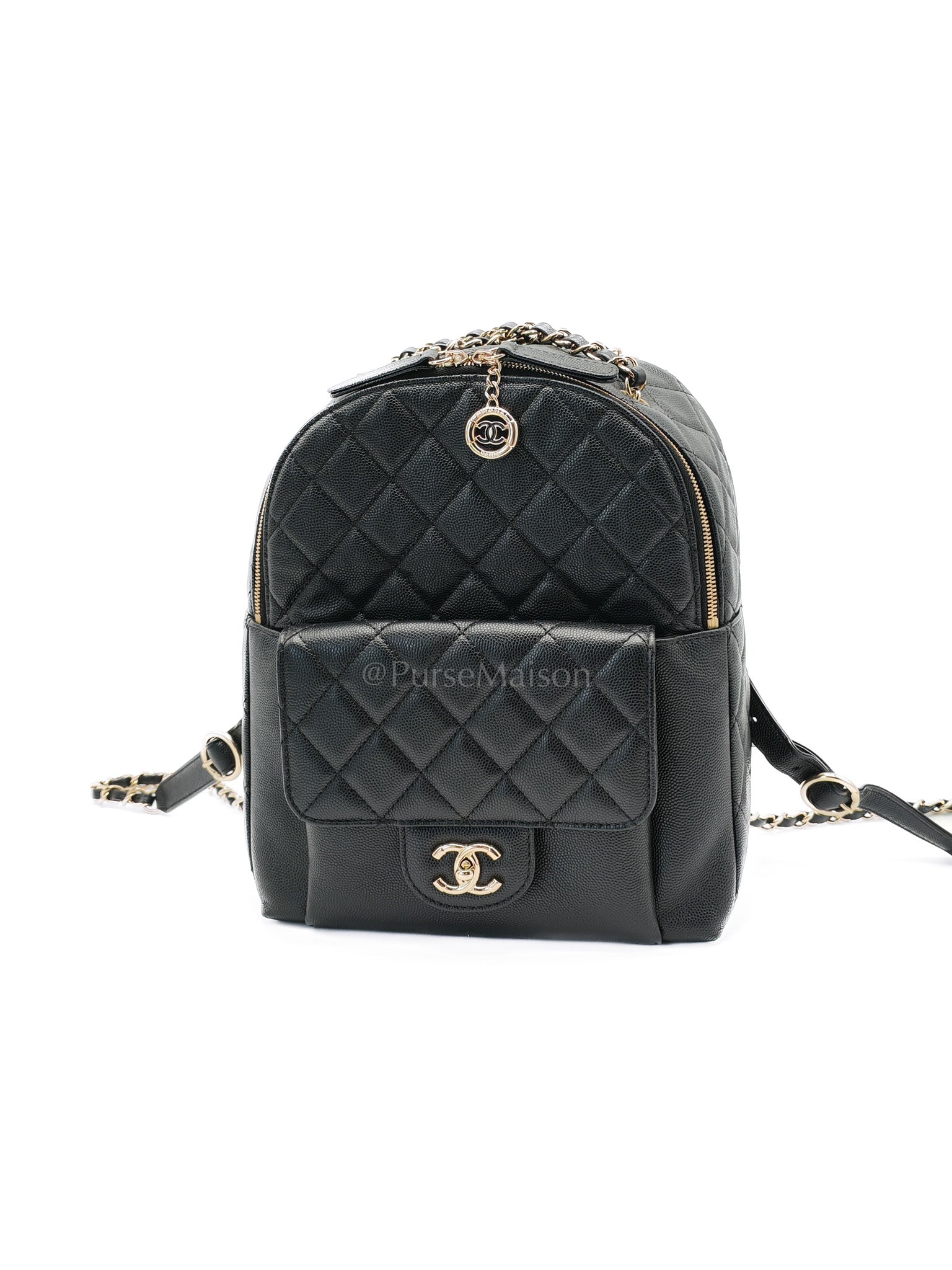 CC Day Backpack Small Black Caviar Light Gold Hardware (Series 27)
