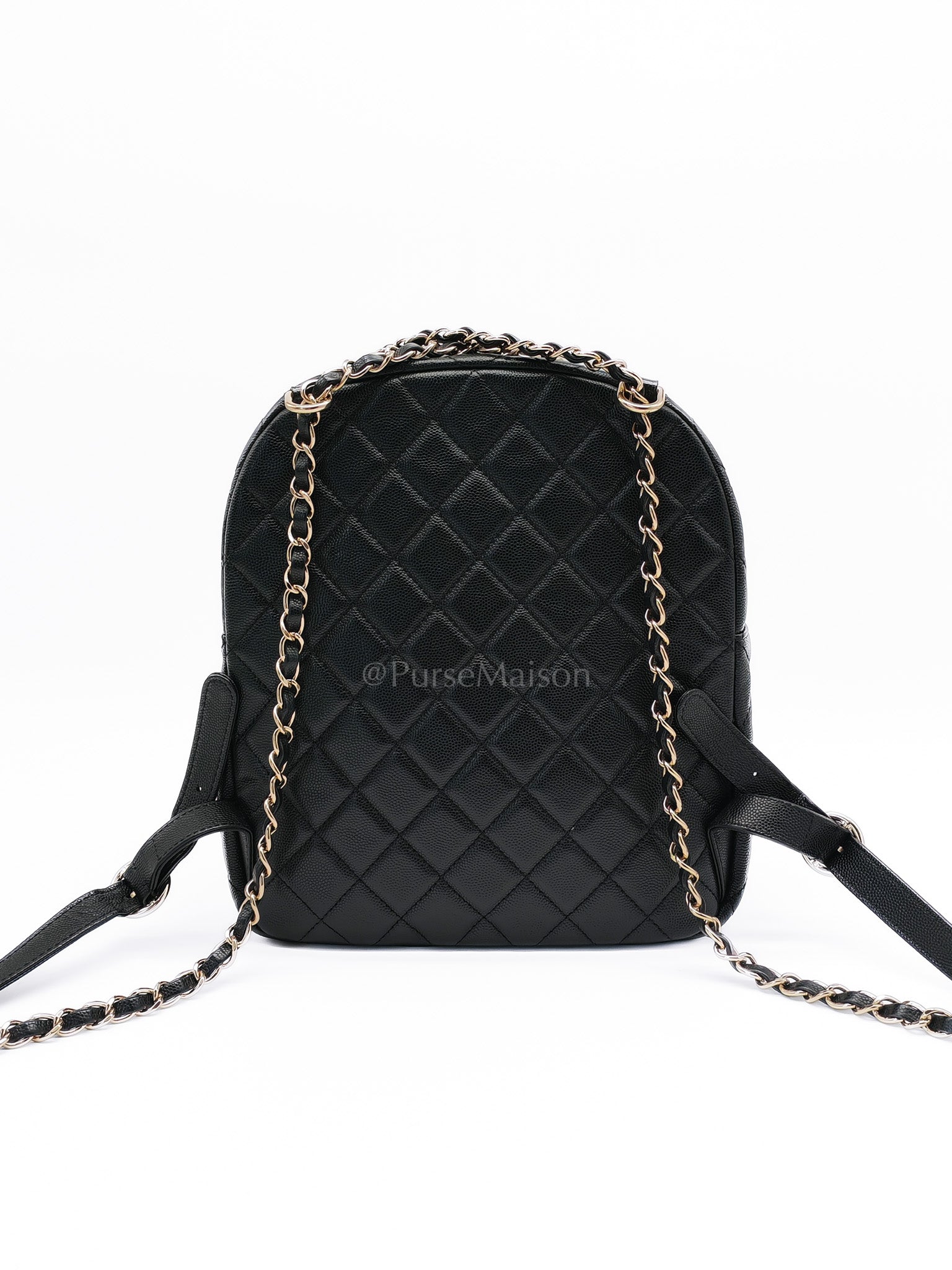 CC Day Backpack Small Black Caviar Light Gold Hardware (Series 27)