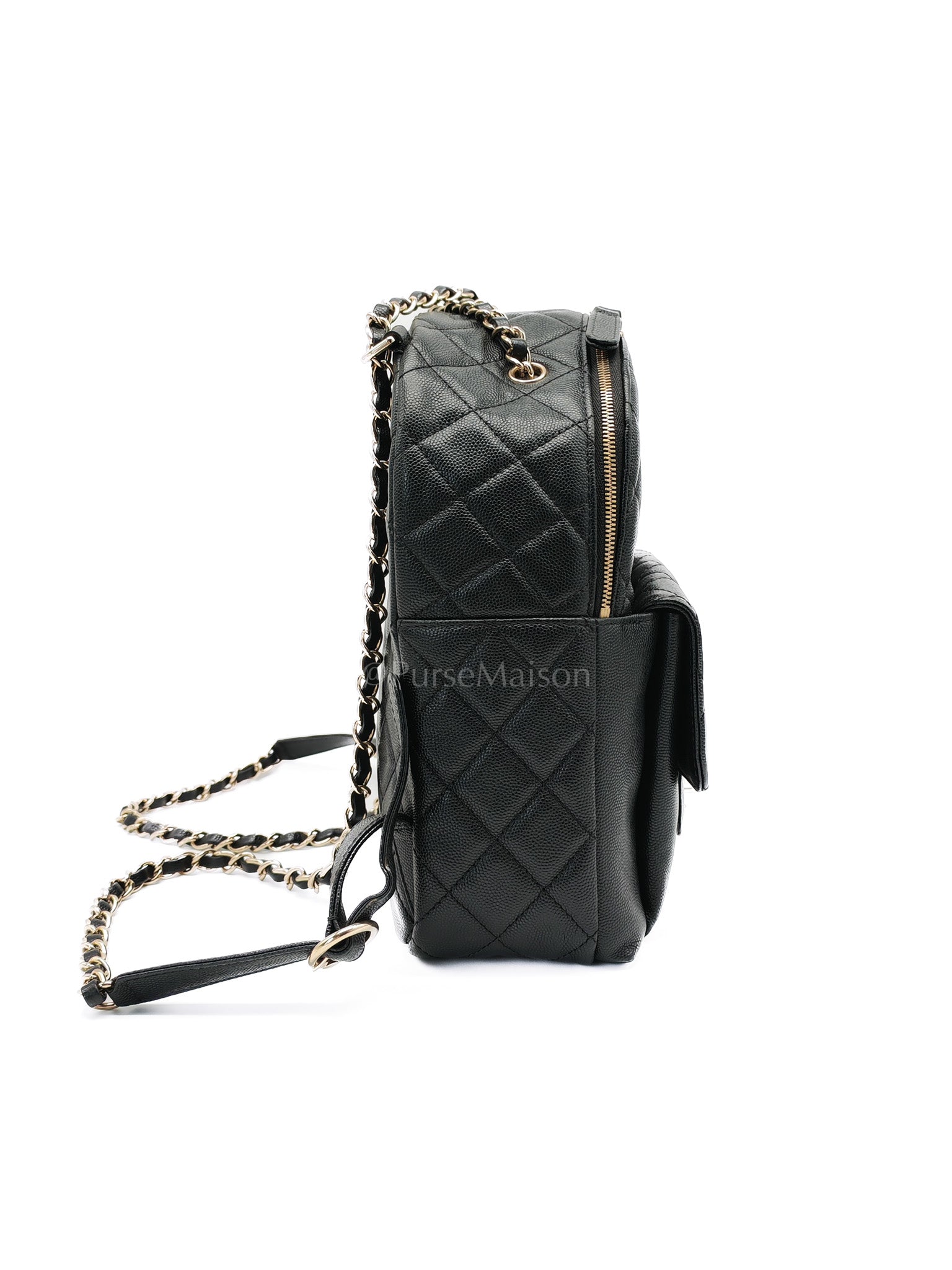 CC Day Backpack Small Black Caviar Light Gold Hardware (Series 27)