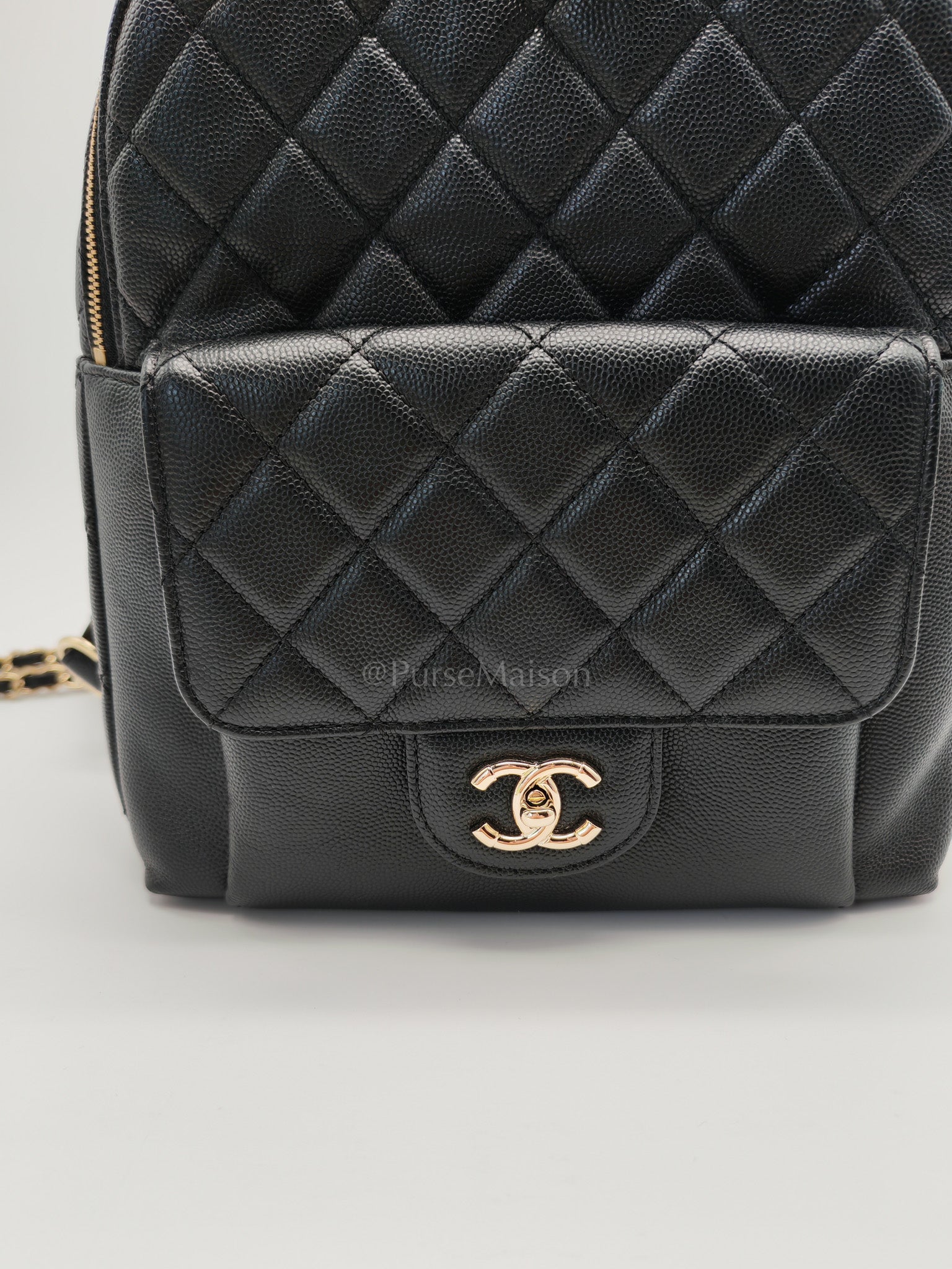 CC Day Backpack Small Black Caviar Light Gold Hardware (Series 27)