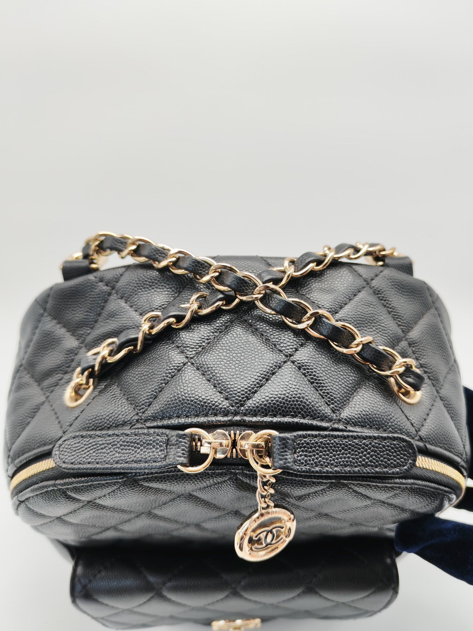 CC Day Backpack Small Black Caviar Light Gold Hardware (Series 27)