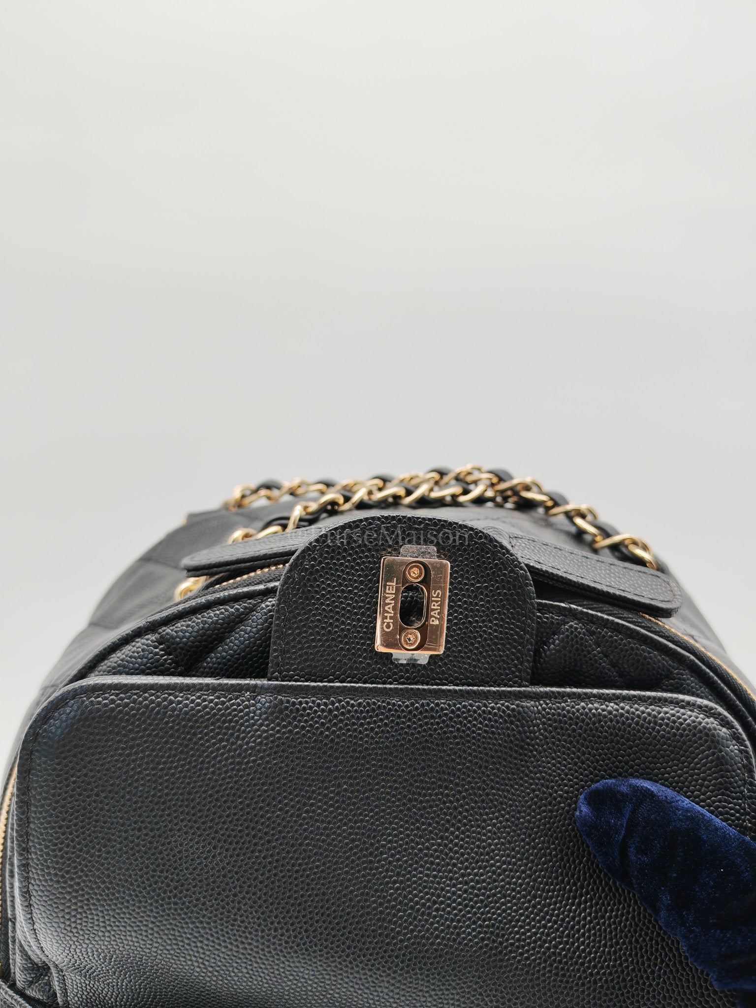 CC Day Backpack Small Black Caviar Light Gold Hardware (Series 27)