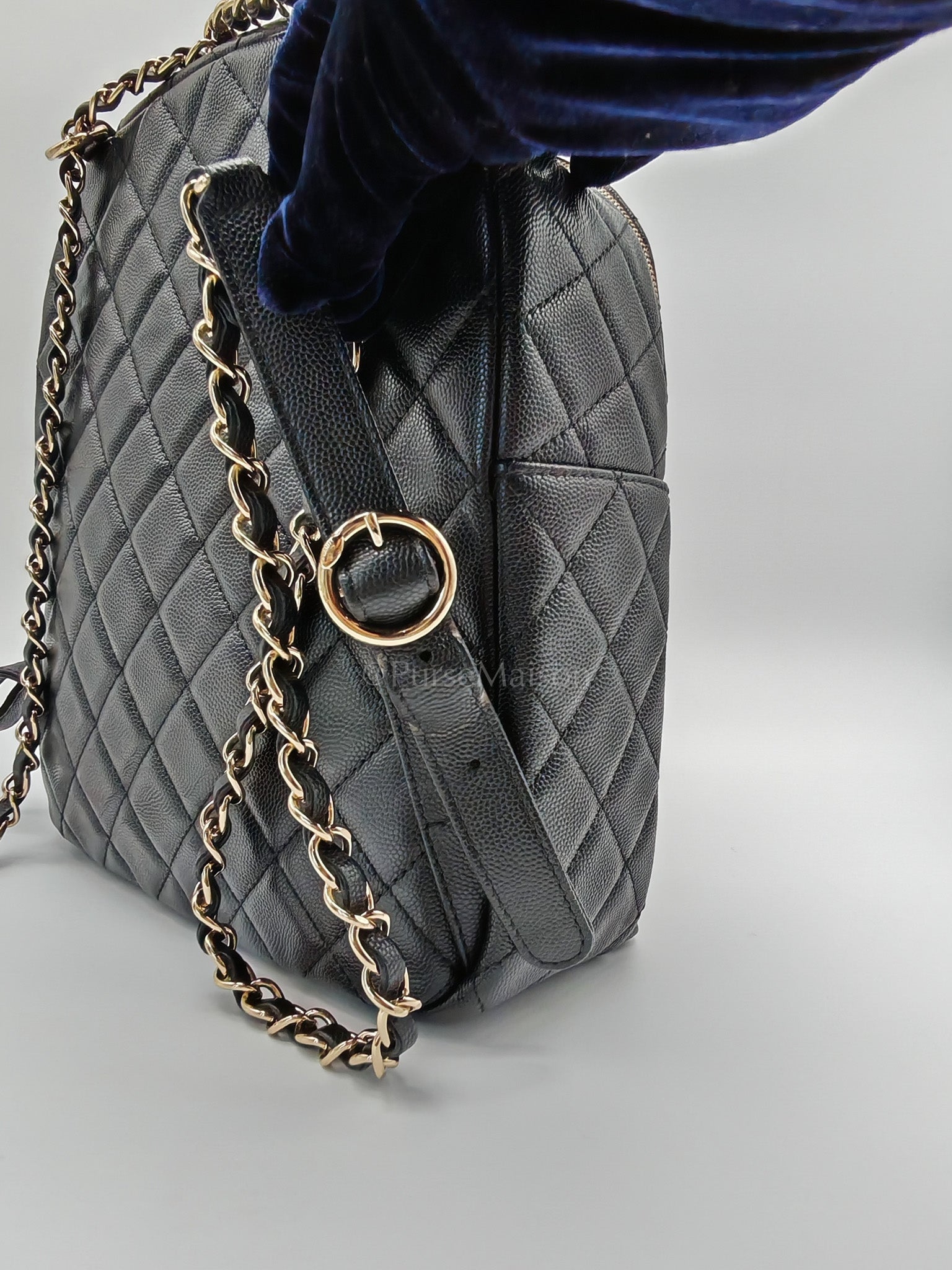 CC Day Backpack Small Black Caviar Light Gold Hardware (Series 27)