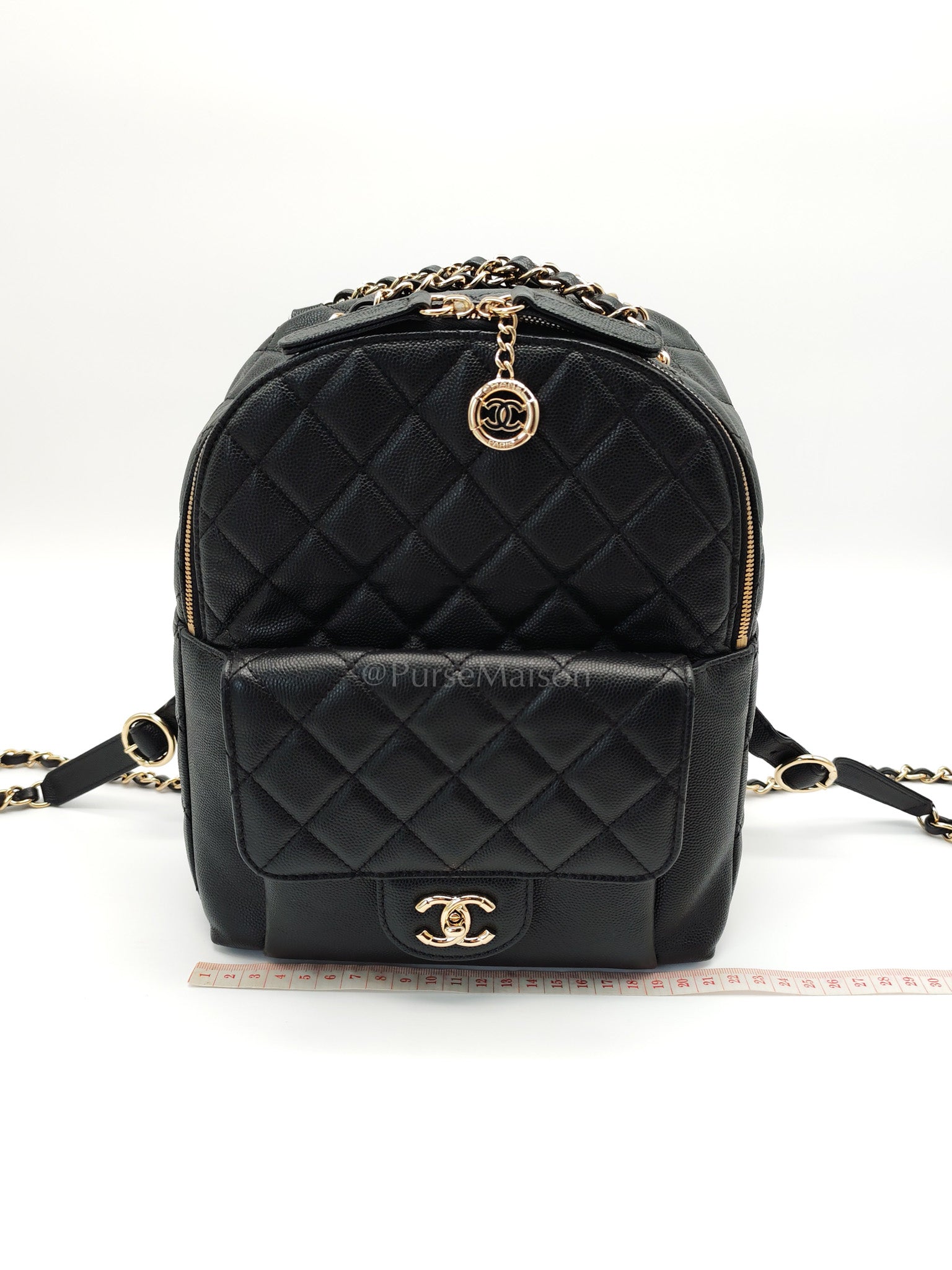 CC Day Backpack Small Black Caviar Light Gold Hardware (Series 27)