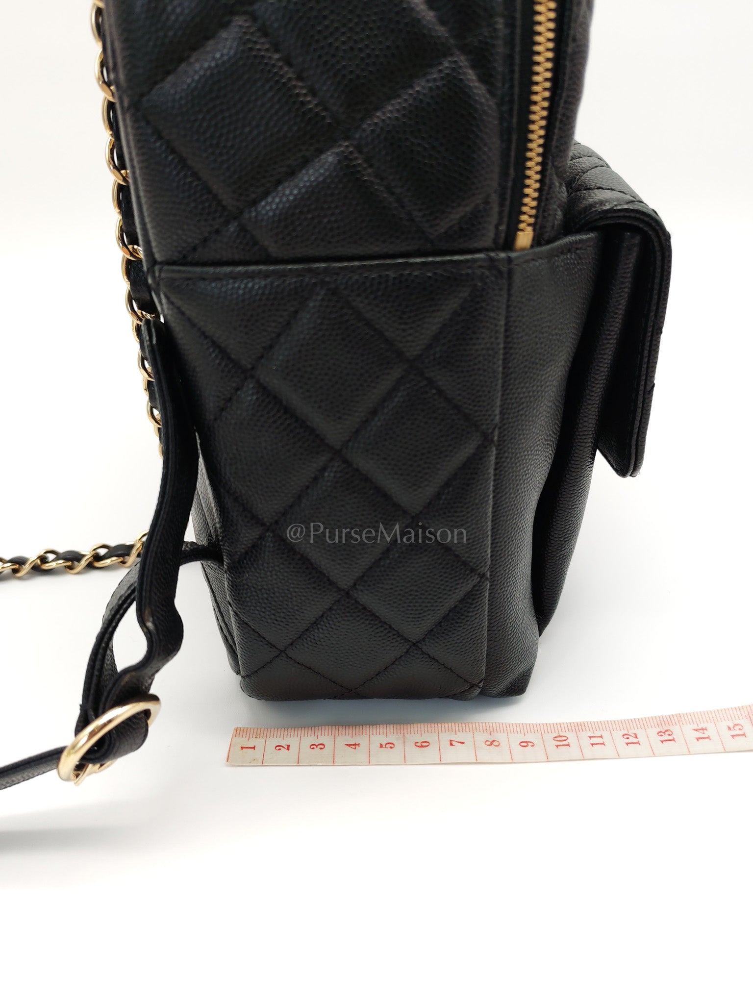 CC Day Backpack Small Black Caviar Light Gold Hardware (Series 27)