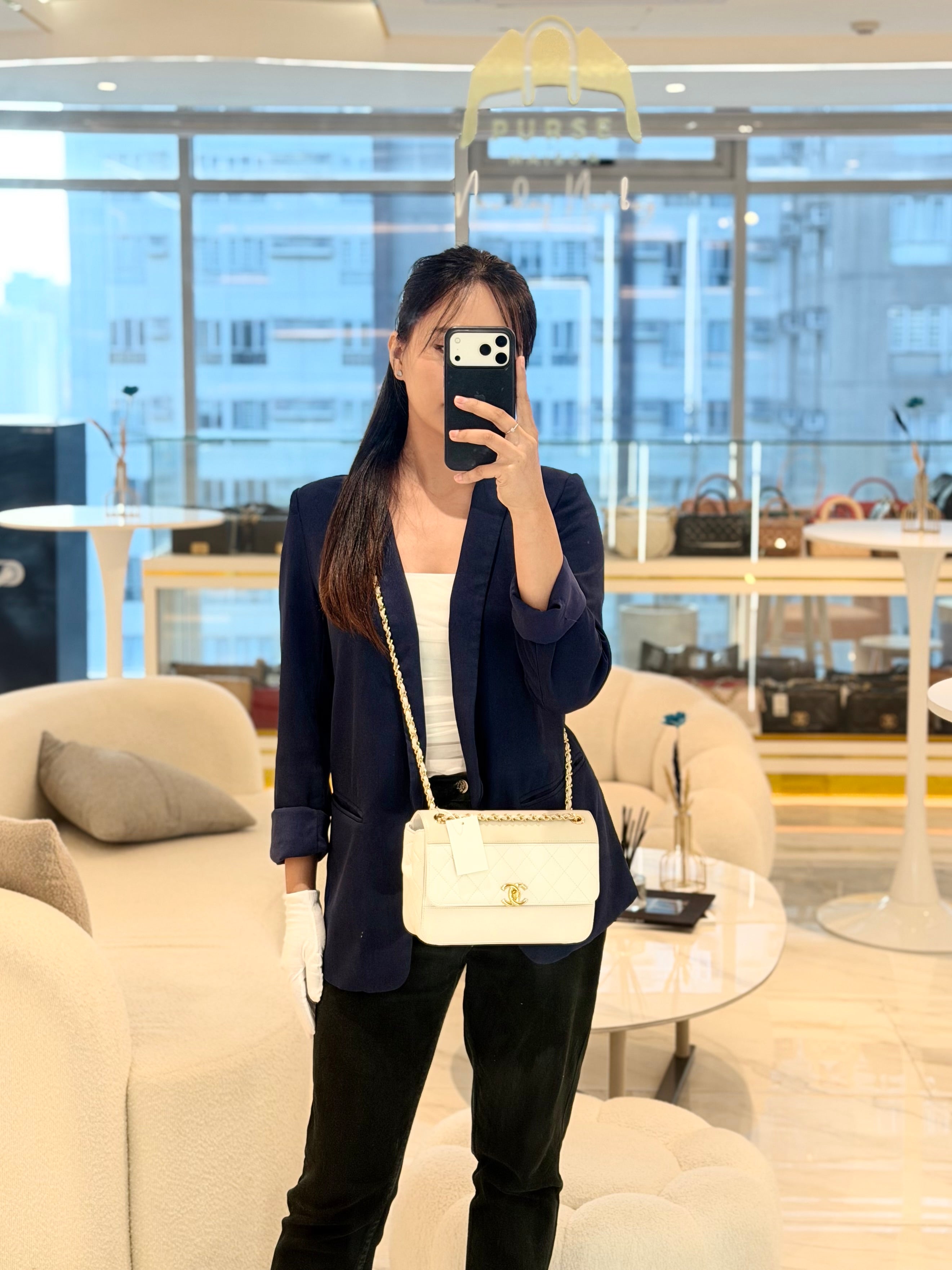 Seasonal Flap Small Bi-Color Lambskin Leather and Gold Hardware (Series 28)