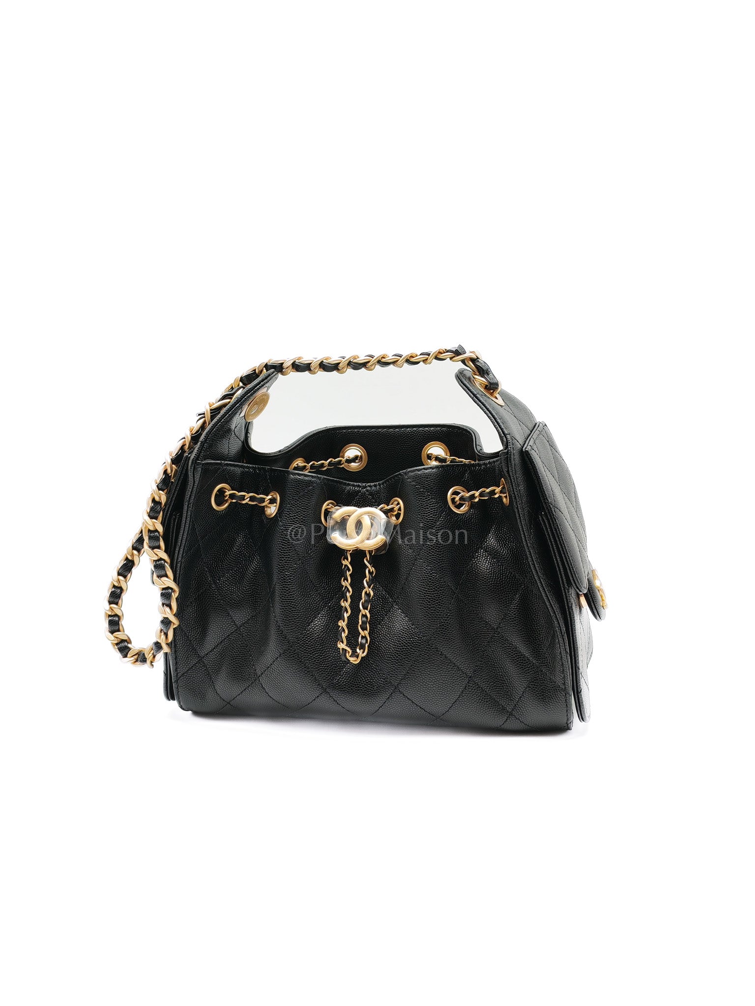 25 Mini in Black Caviar Leather and Aged Gold Hardware Microchip(A0****GL)