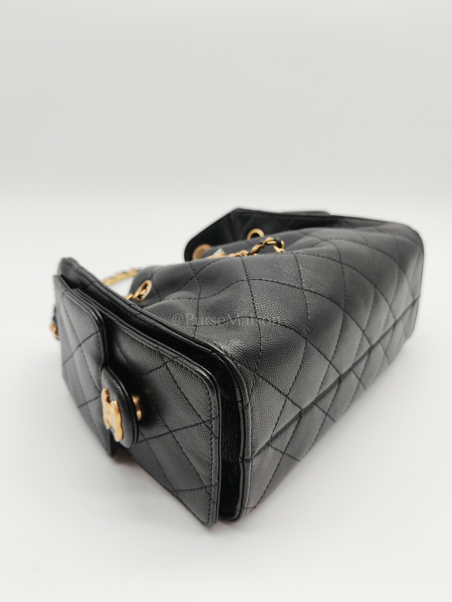 25 Mini in Black Caviar Leather and Aged Gold Hardware Microchip(A0****GL)