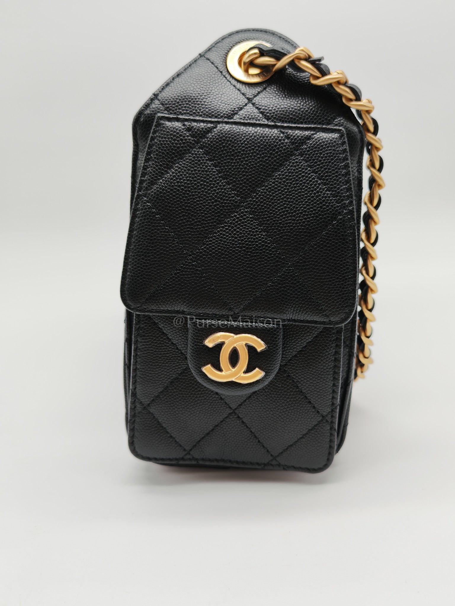 25 Mini in Black Caviar Leather and Aged Gold Hardware Microchip(A0****GL)