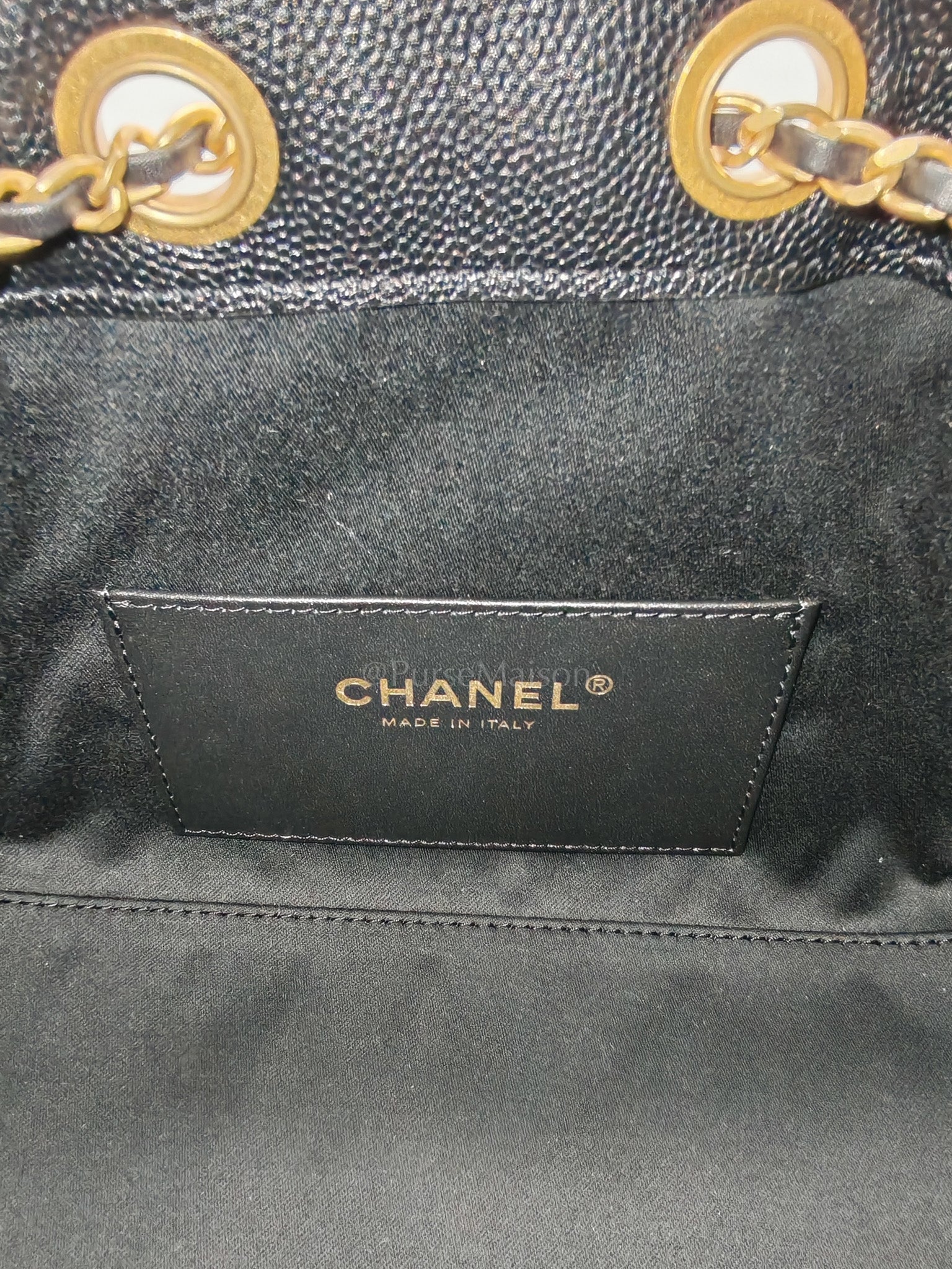 25 Mini in Black Caviar Leather and Aged Gold Hardware Microchip(A0****GL)