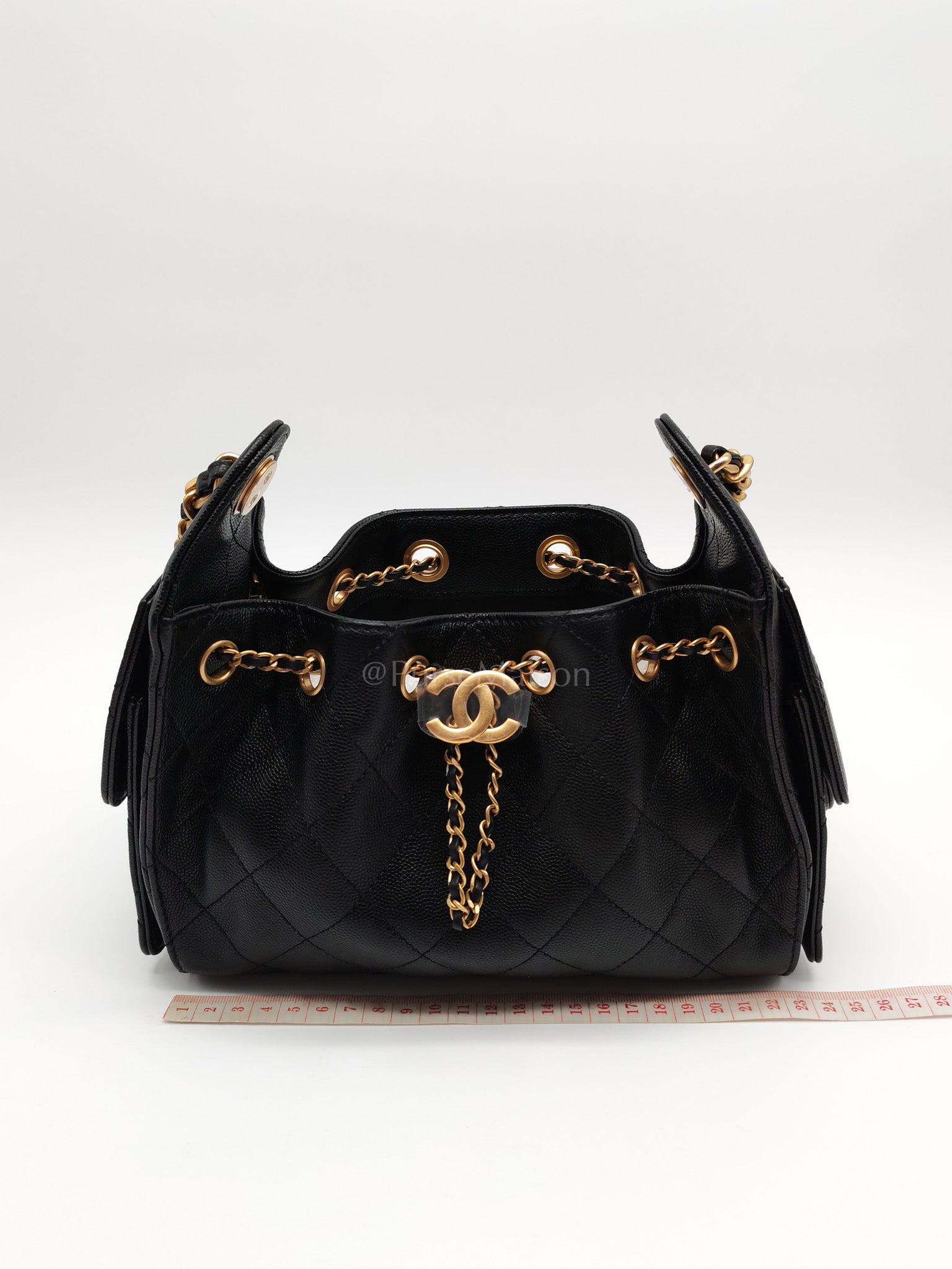 25 Mini in Black Caviar Leather and Aged Gold Hardware Microchip(A0****GL)