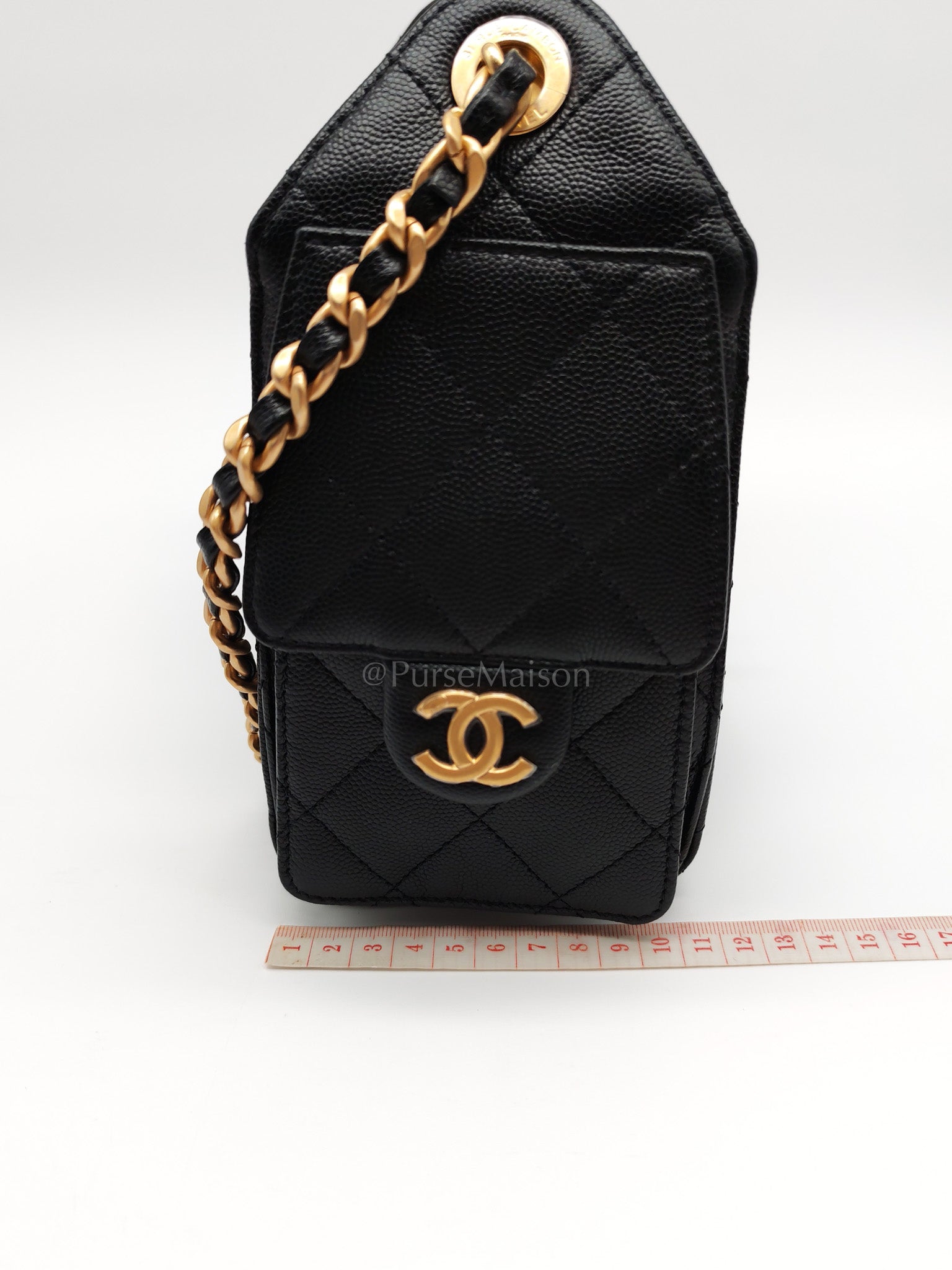 25 Mini in Black Caviar Leather and Aged Gold Hardware Microchip(A0****GL)