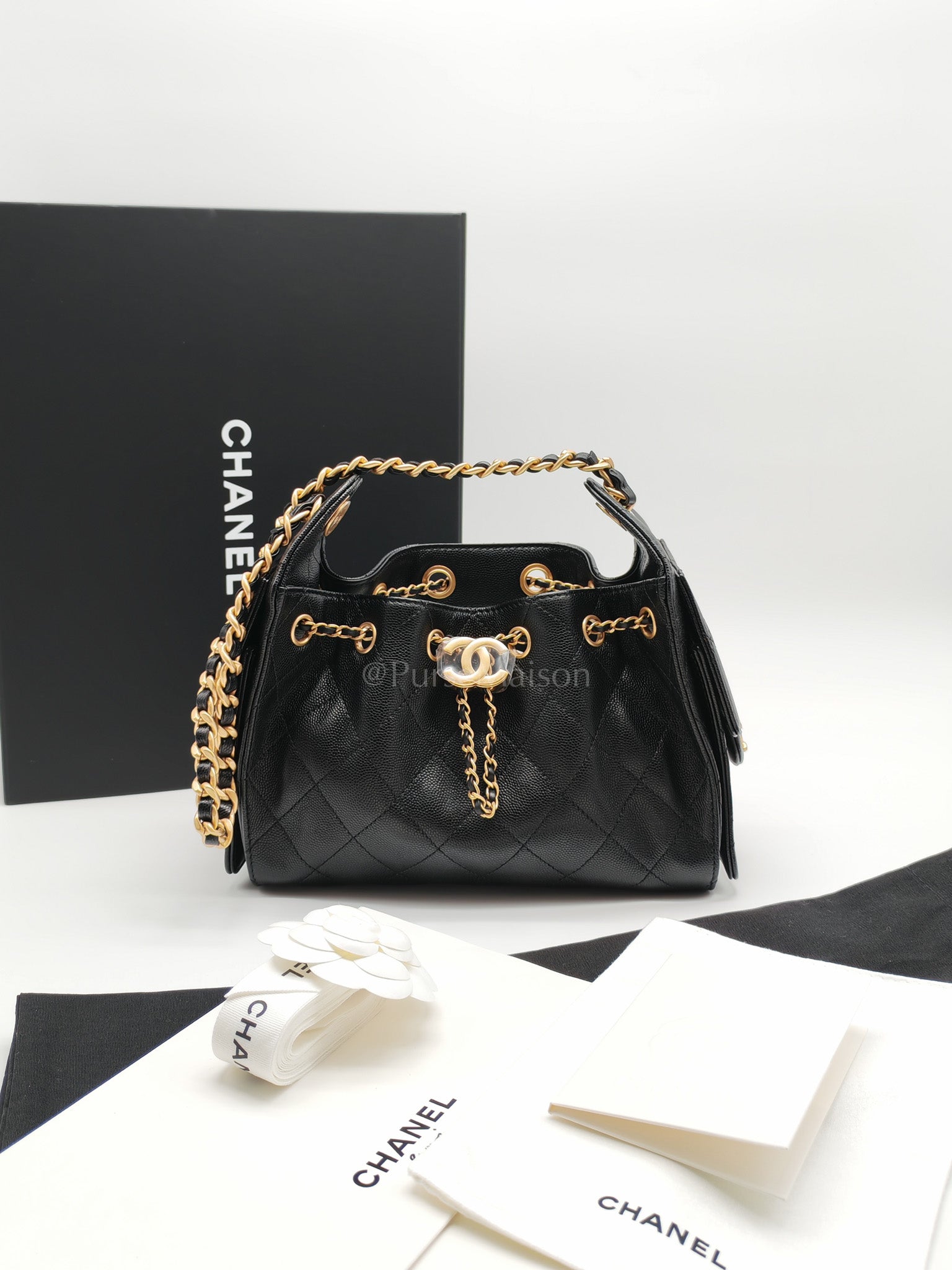 25 Mini in Black Caviar Leather and Aged Gold Hardware Microchip(A0****GL)