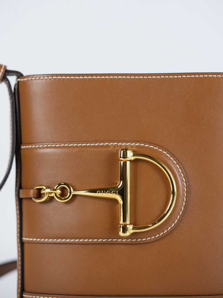 73 Small Horsebit Bucket Bag Tan in Smooth Calfskin Leather | Purse Maison Luxury Bags Shop