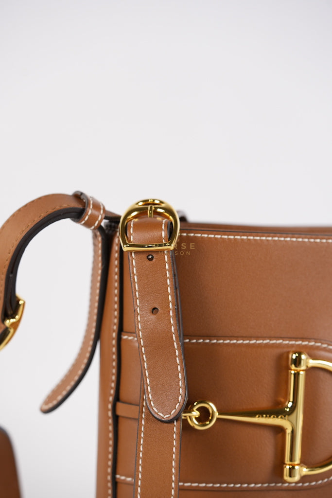 73 Small Horsebit Bucket Bag Tan in Smooth Calfskin Leather | Purse Maison Luxury Bags Shop