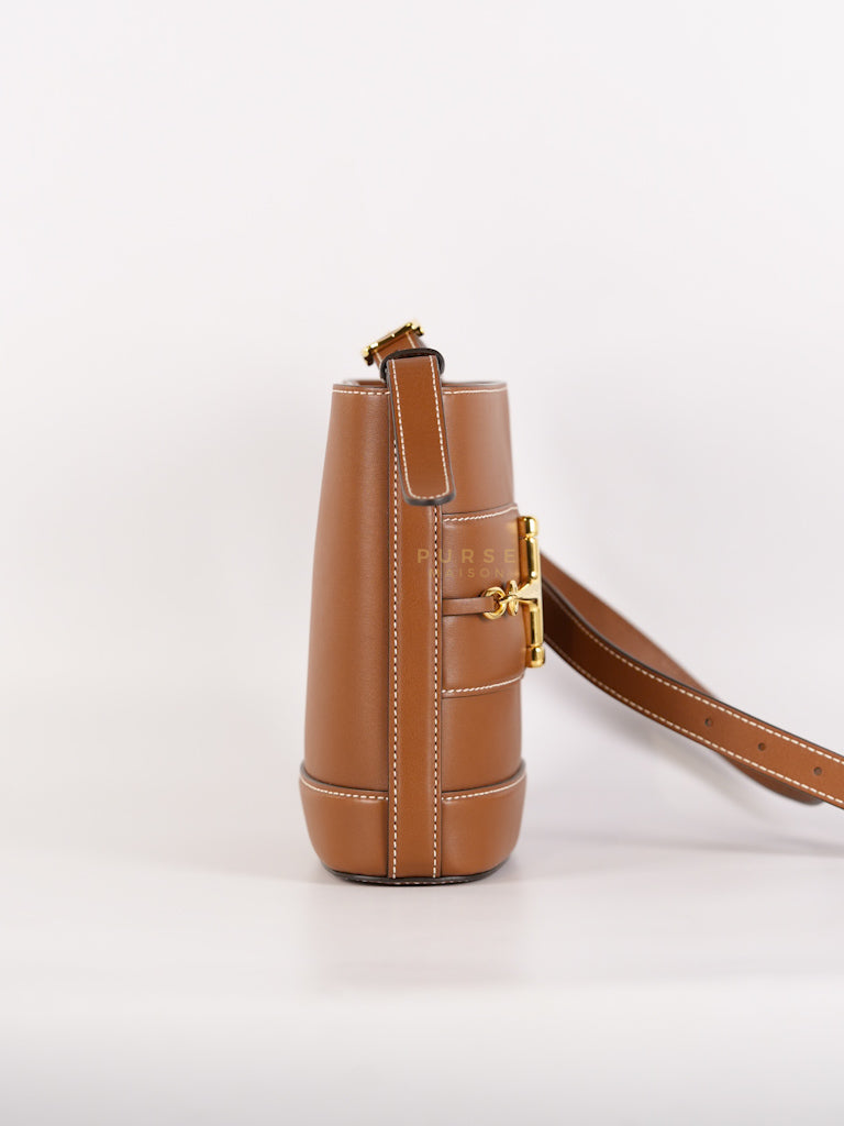 73 Small Horsebit Bucket Bag Tan in Smooth Calfskin Leather | Purse Maison Luxury Bags Shop