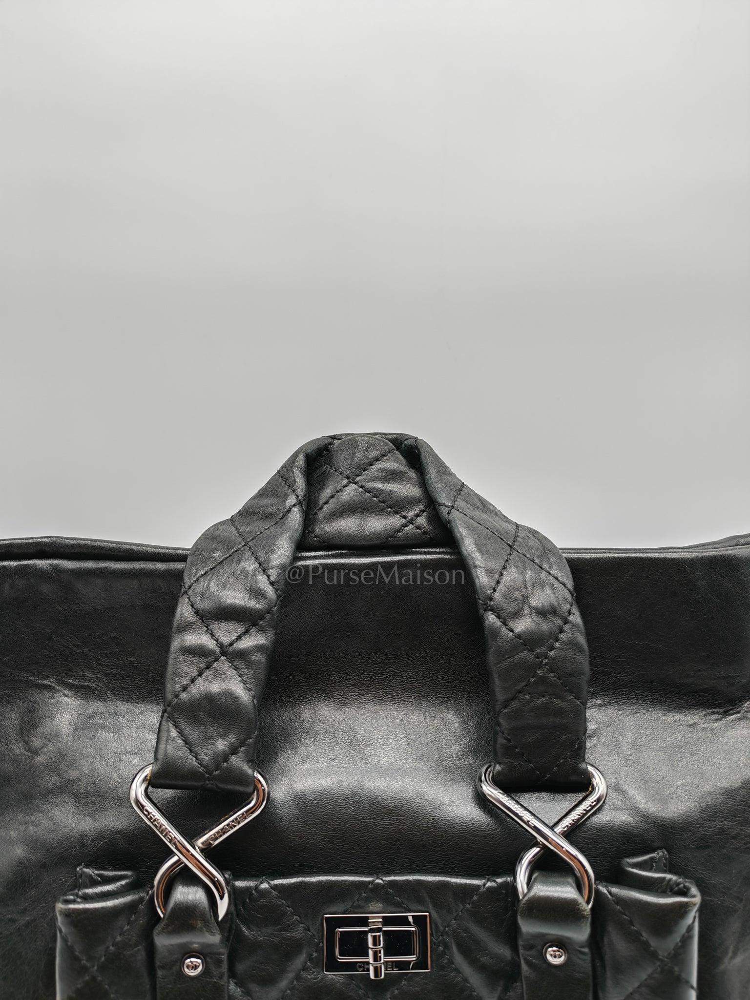 8 Knots Reissue Tote Bag Black in Lambskin Leather Silver Hardware (Series 11) | Purse Maison Luxury Bags Shop
