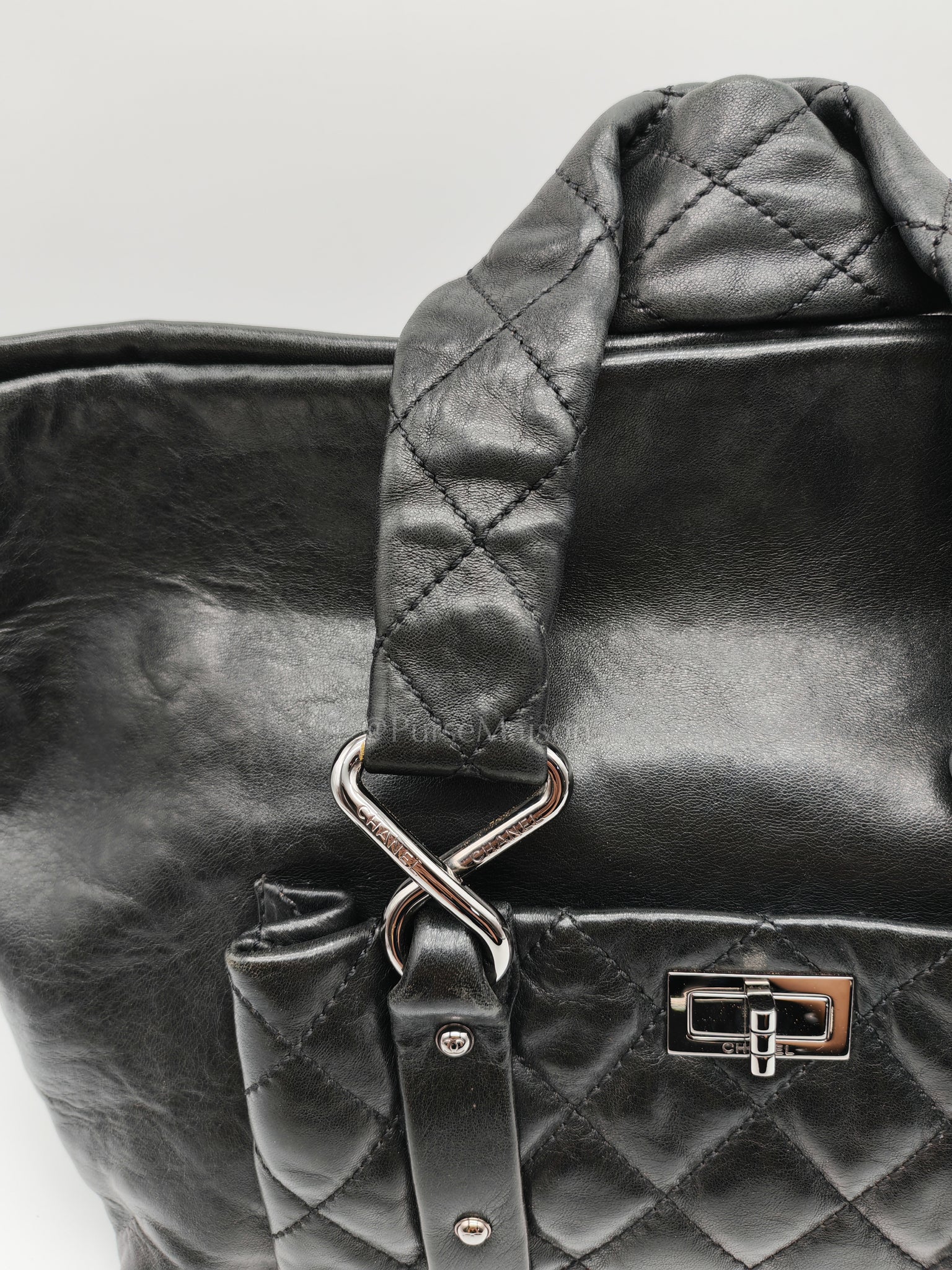 8 Knots Reissue Tote Bag Black in Lambskin Leather Silver Hardware (Series 11) | Purse Maison Luxury Bags Shop
