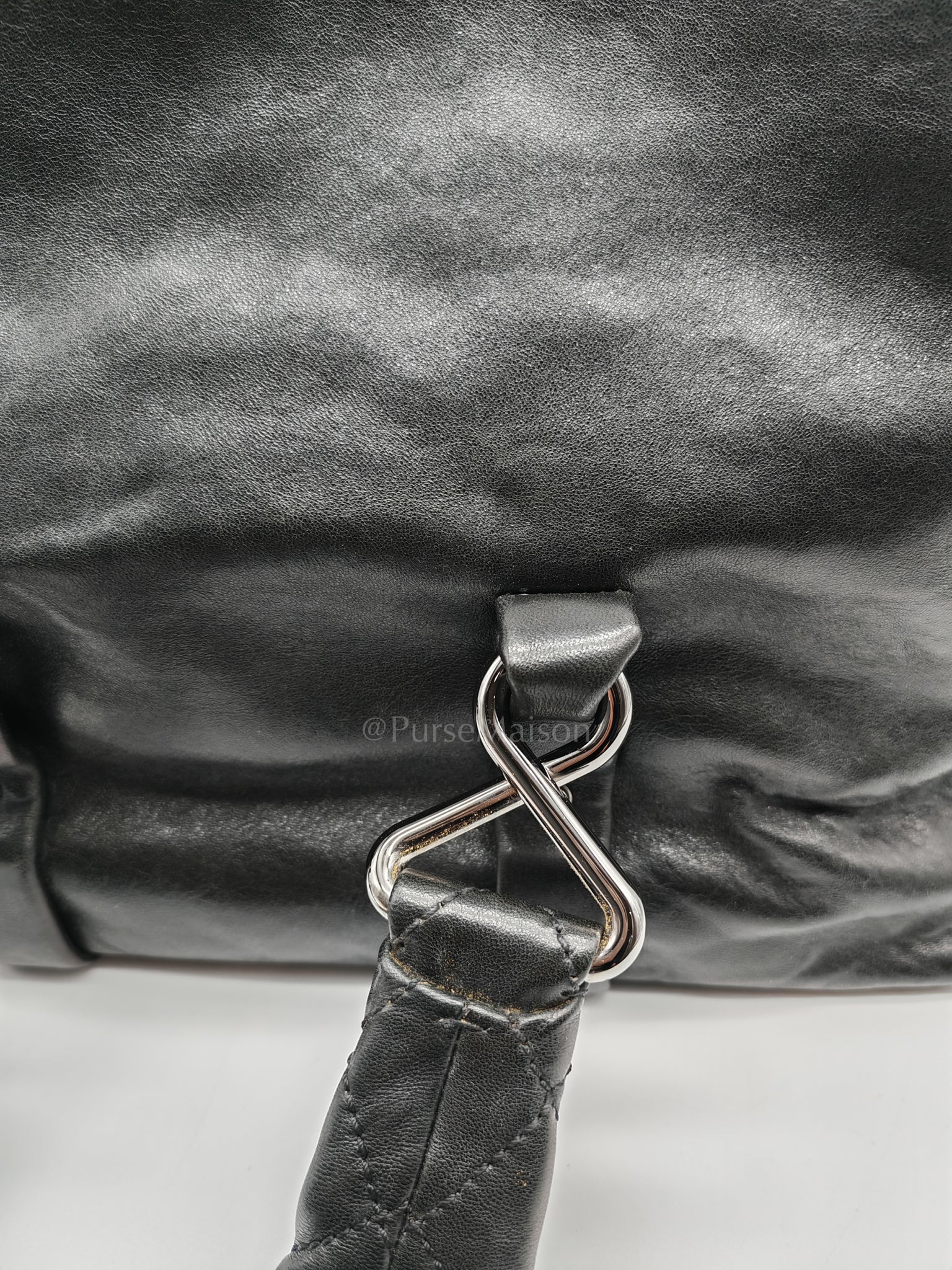8 Knots Reissue Tote Bag Black in Lambskin Leather Silver Hardware (Series 11) | Purse Maison Luxury Bags Shop
