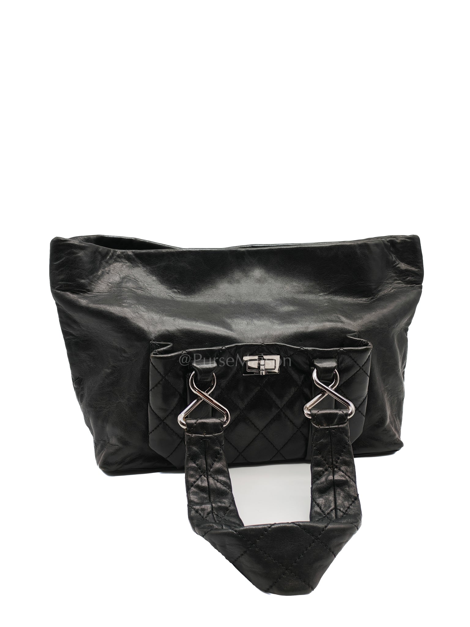 8 Knots Reissue Tote Bag Black in Lambskin Leather Silver Hardware (Series 11) | Purse Maison Luxury Bags Shop