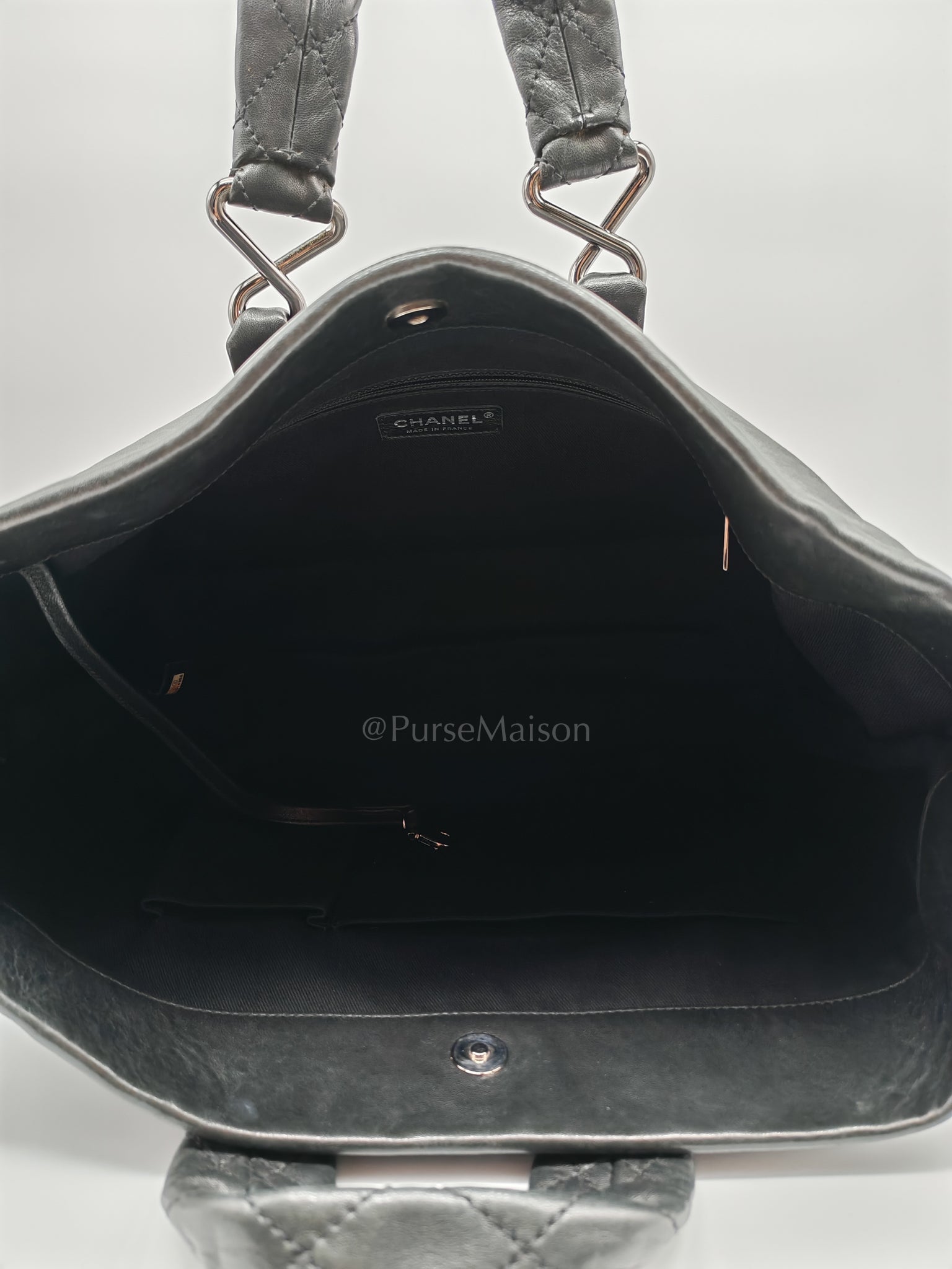 8 Knots Reissue Tote Bag Black in Lambskin Leather Silver Hardware (Series 11) | Purse Maison Luxury Bags Shop