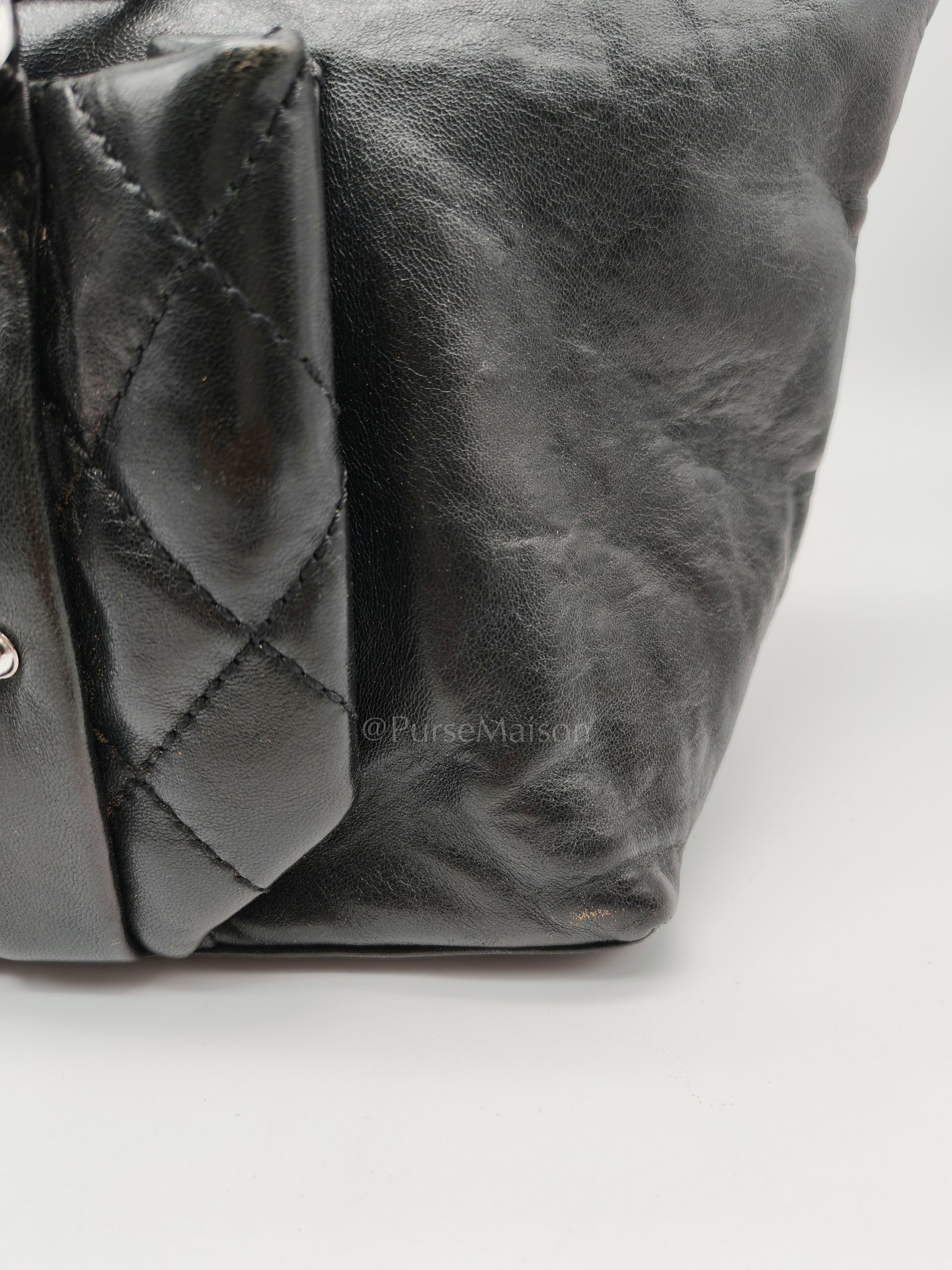 8 Knots Reissue Tote Bag Black in Lambskin Leather Silver Hardware (Series 11) | Purse Maison Luxury Bags Shop