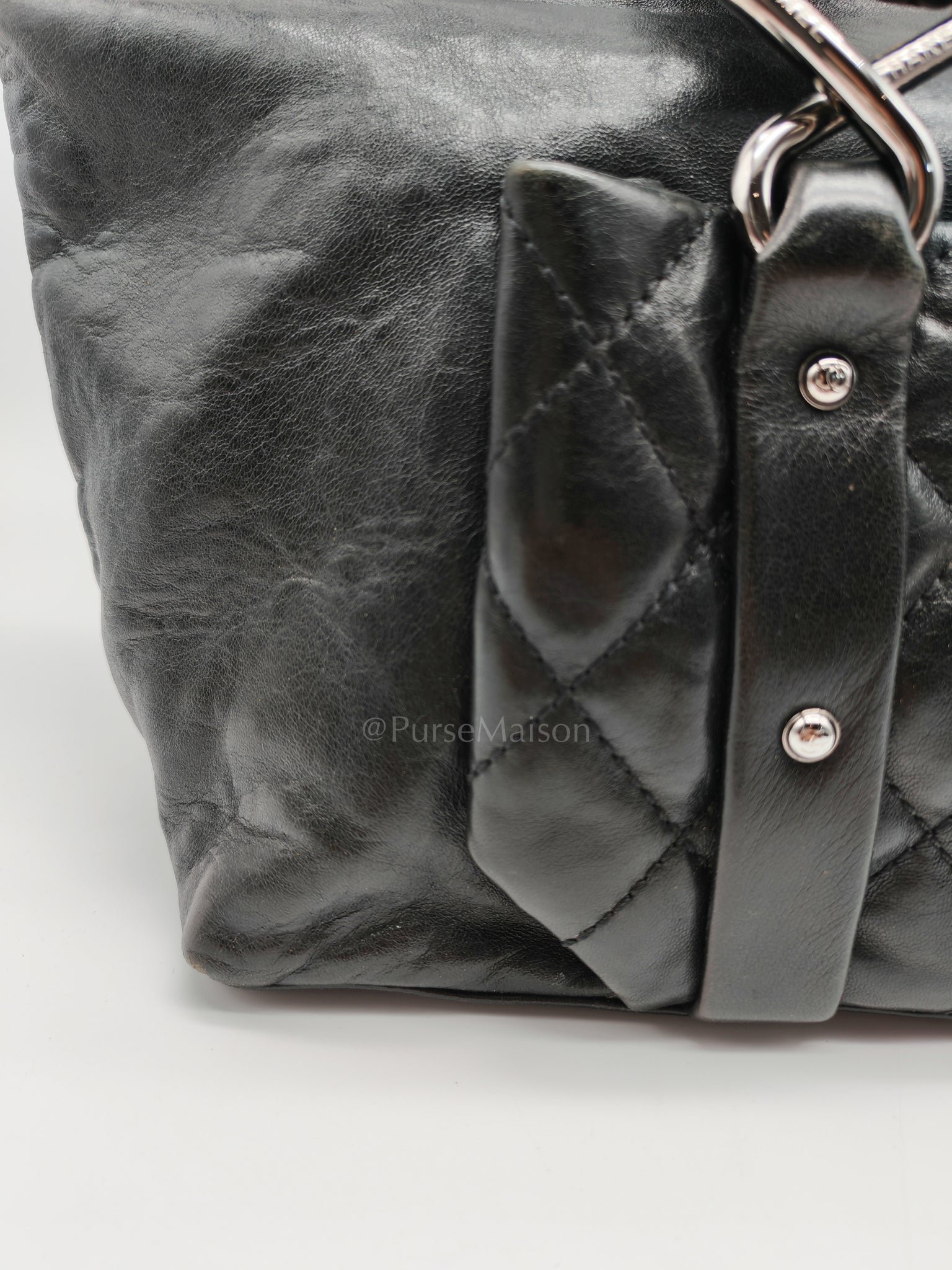 8 Knots Reissue Tote Bag Black in Lambskin Leather Silver Hardware (Series 11) | Purse Maison Luxury Bags Shop