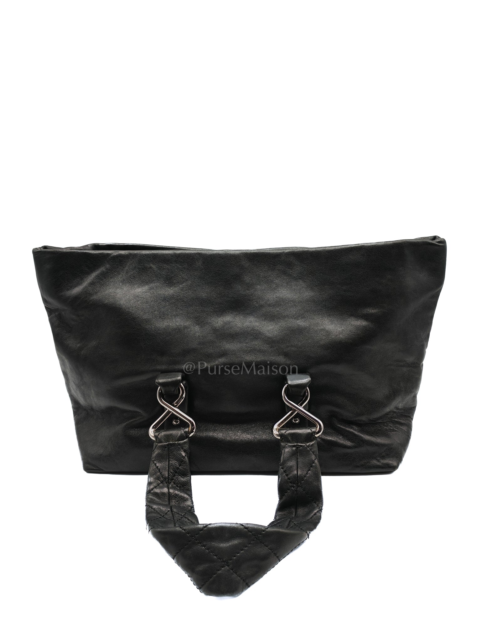 8 Knots Reissue Tote Bag Black in Lambskin Leather Silver Hardware (Series 11) | Purse Maison Luxury Bags Shop