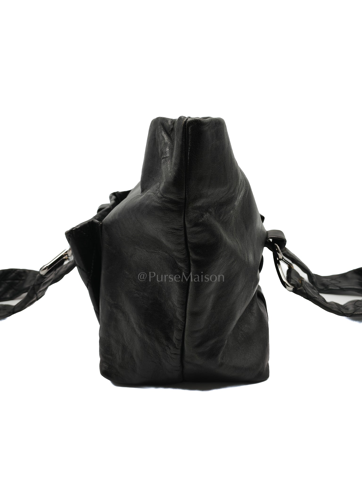 8 Knots Reissue Tote Bag Black in Lambskin Leather Silver Hardware (Series 11) | Purse Maison Luxury Bags Shop