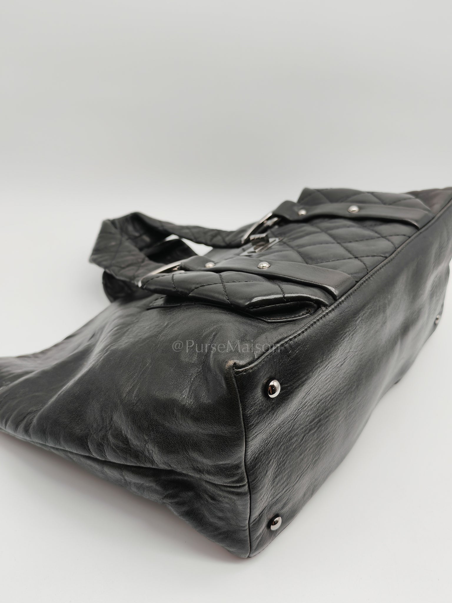 8 Knots Reissue Tote Bag Black in Lambskin Leather Silver Hardware (Series 11) | Purse Maison Luxury Bags Shop