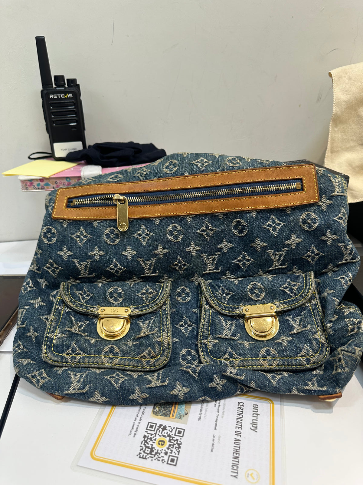 Louis vuitton monogram denim baggy gm shoulder