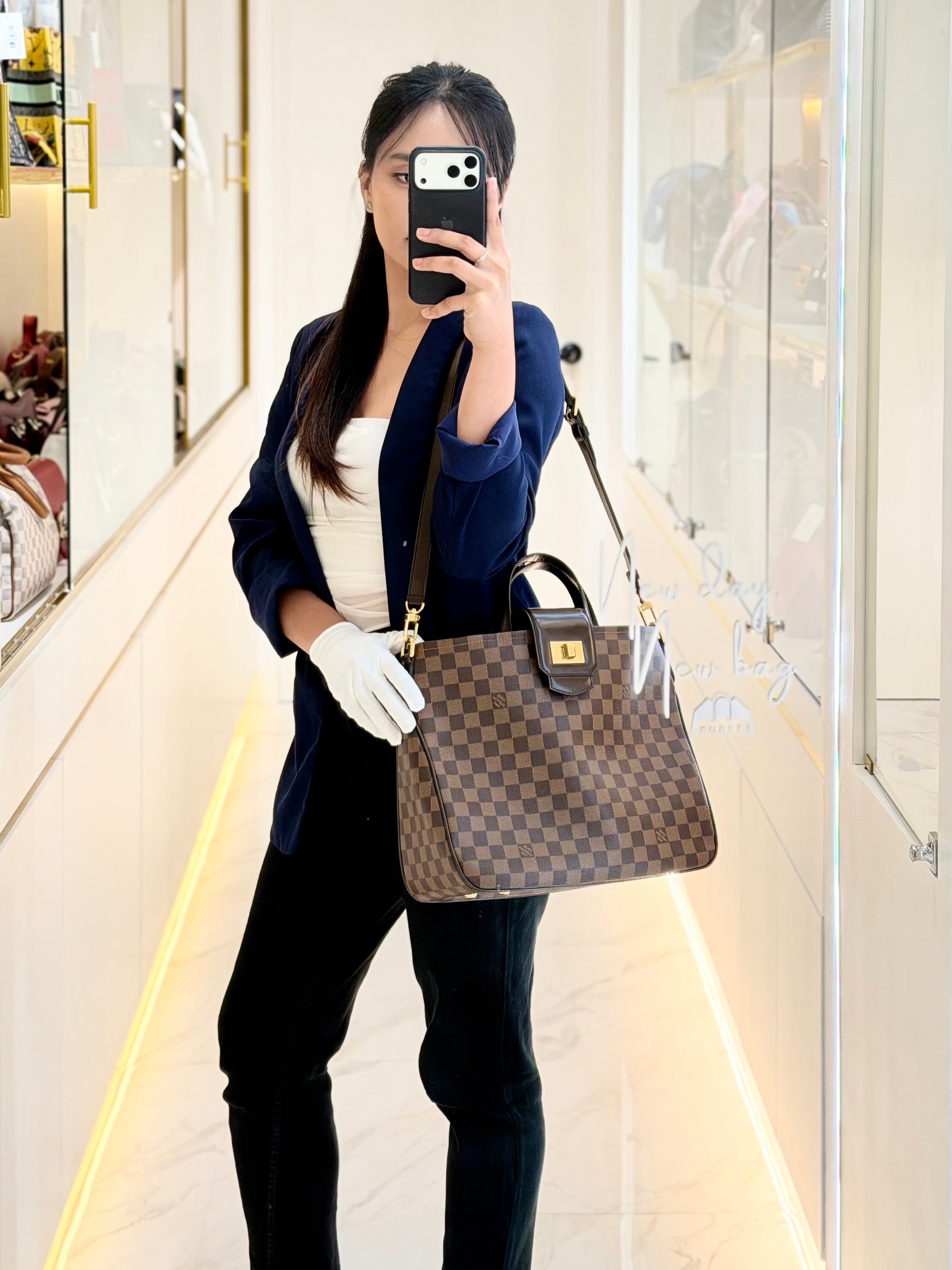 Roseberry Cabas in Damier Ebene Canvas Shoulder Bag (Date Code: AR1122)