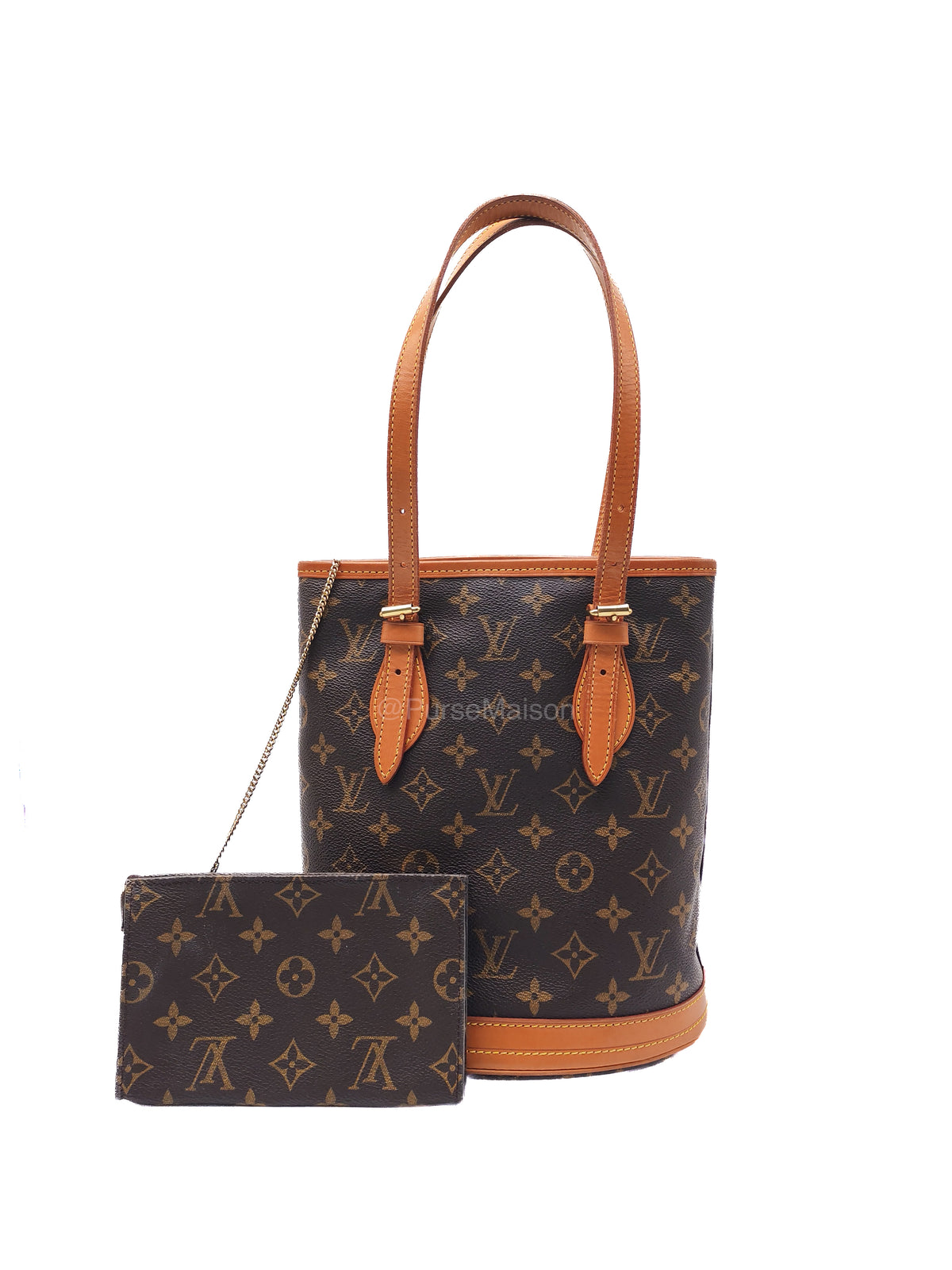 Louis Vuitton Petit Bucket Bag PM in Monogram Canvas and Gold Hardware (Datecode: VI0959)