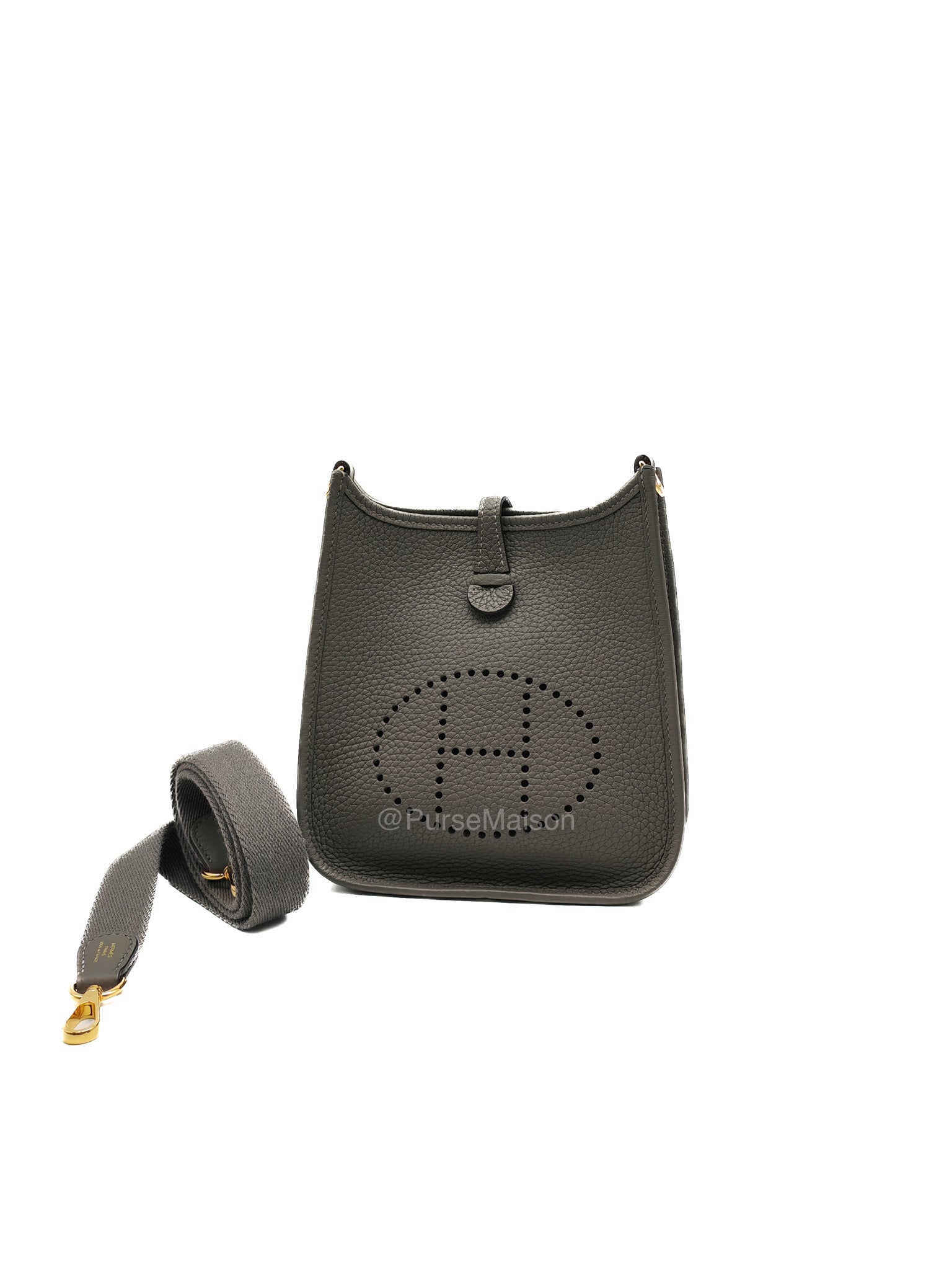 Hermes Evelyne TPM in Gris Meyer Clemence Leather and Gold Hardware Stamp W (2024)