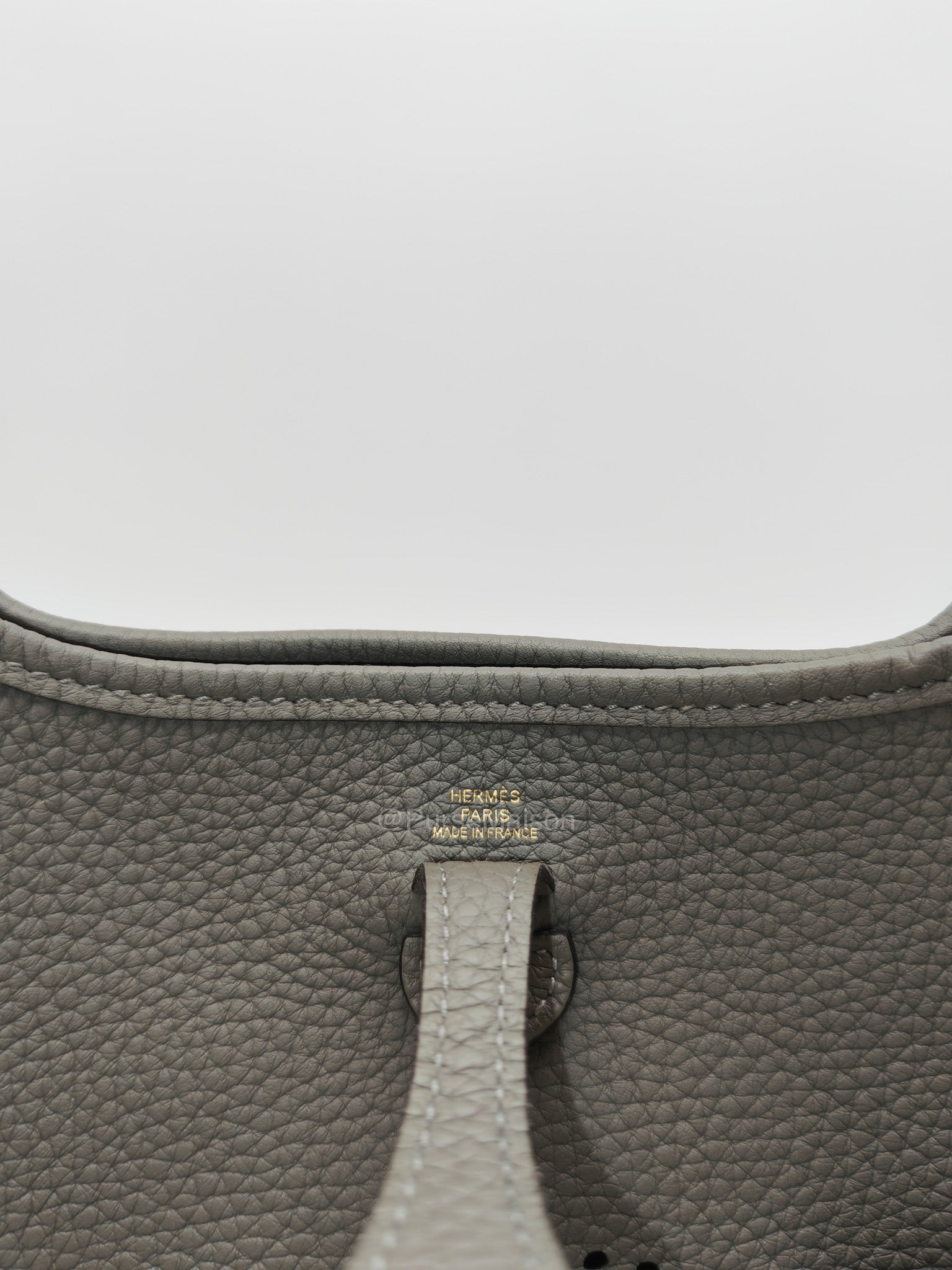 Hermes Evelyne TPM in Gris Meyer Clemence Leather and Gold Hardware Stamp W (2024)