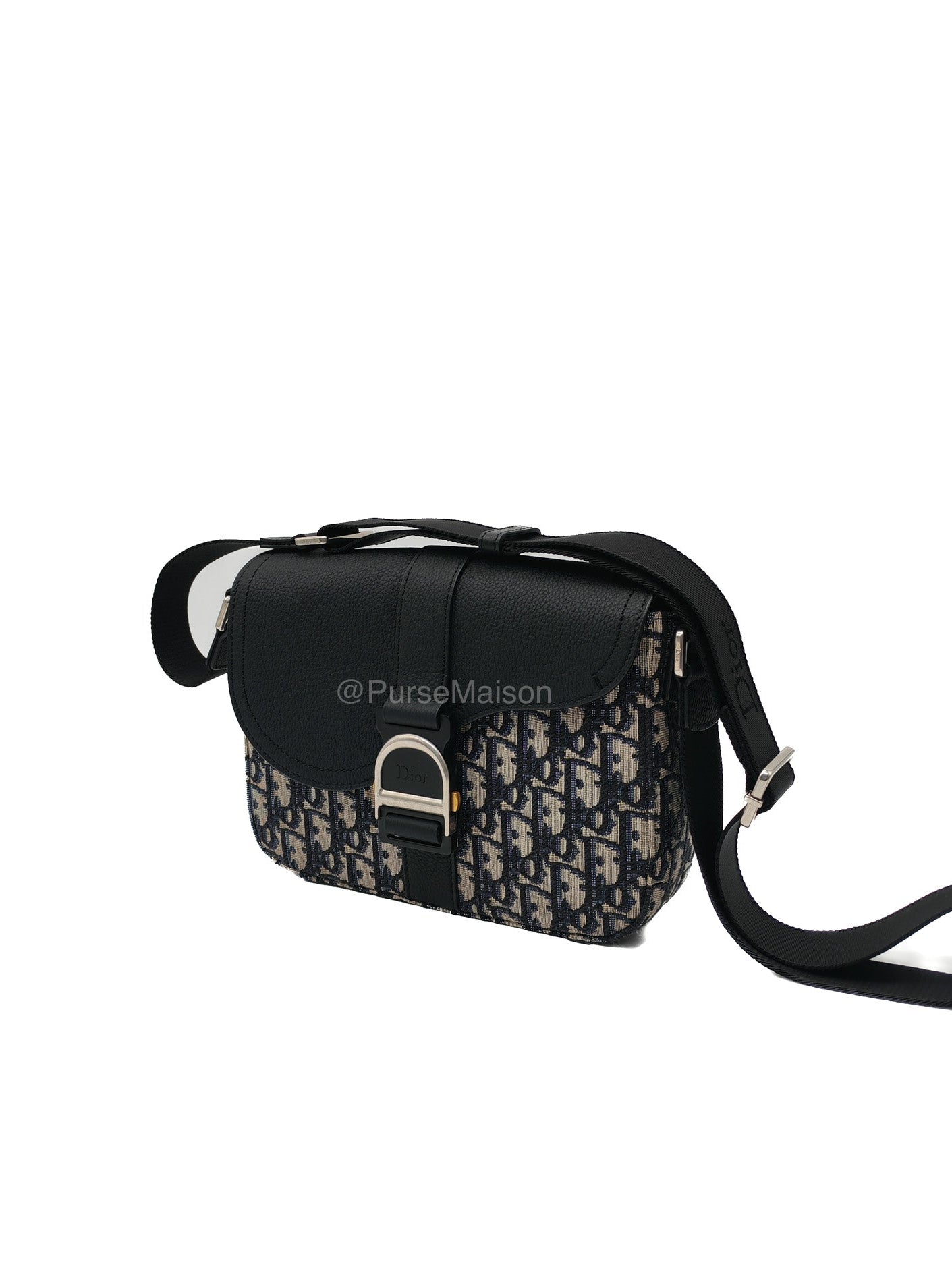 Christian Dior Saddle Heritage Messenger Bag in Oblique Jacquard Canvas and Grained Calfskin Leather