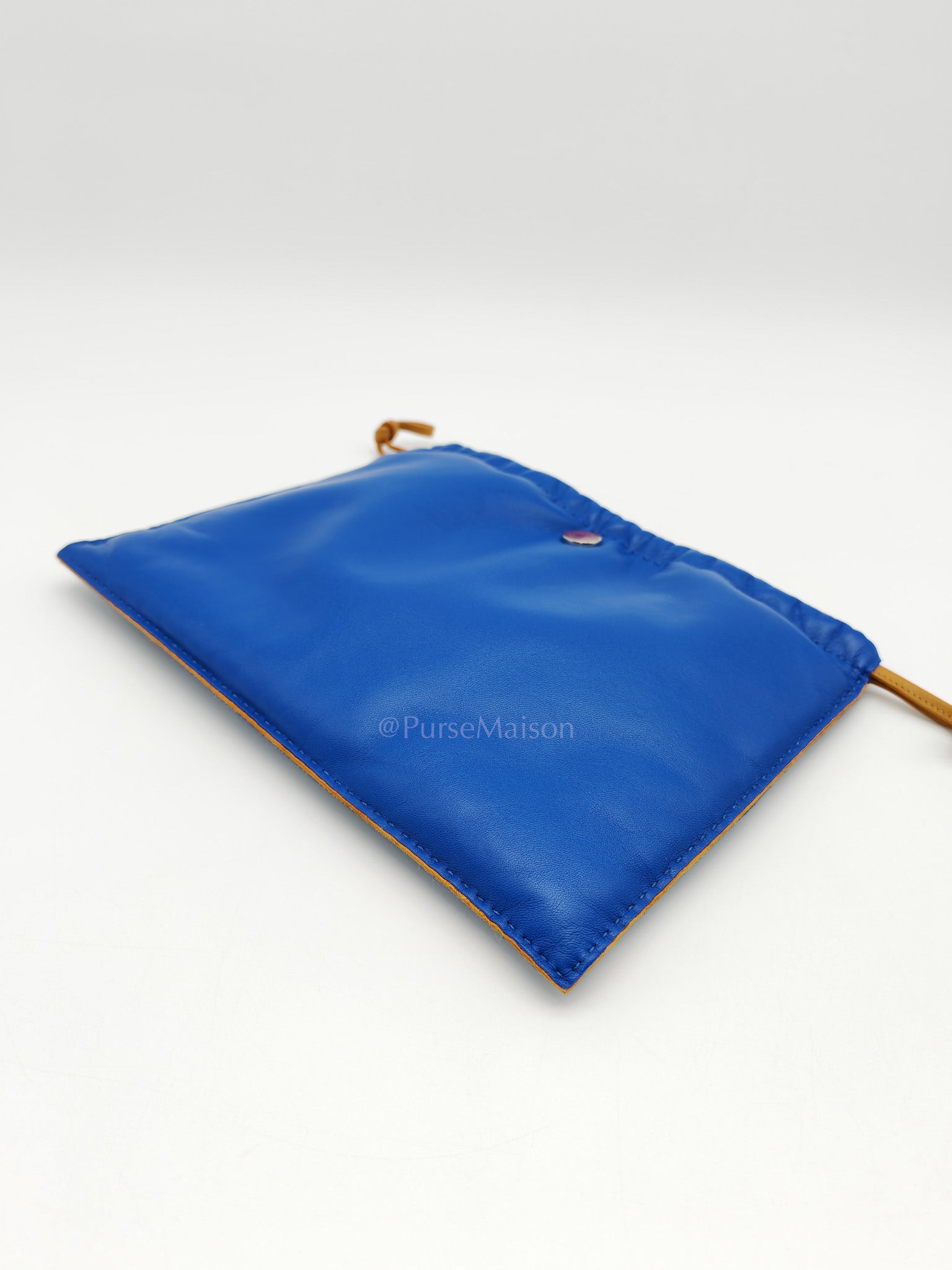 Pilo Pouch in Blue Swift Lambskin Leather & Palladium Hardware Stamp U (2022)