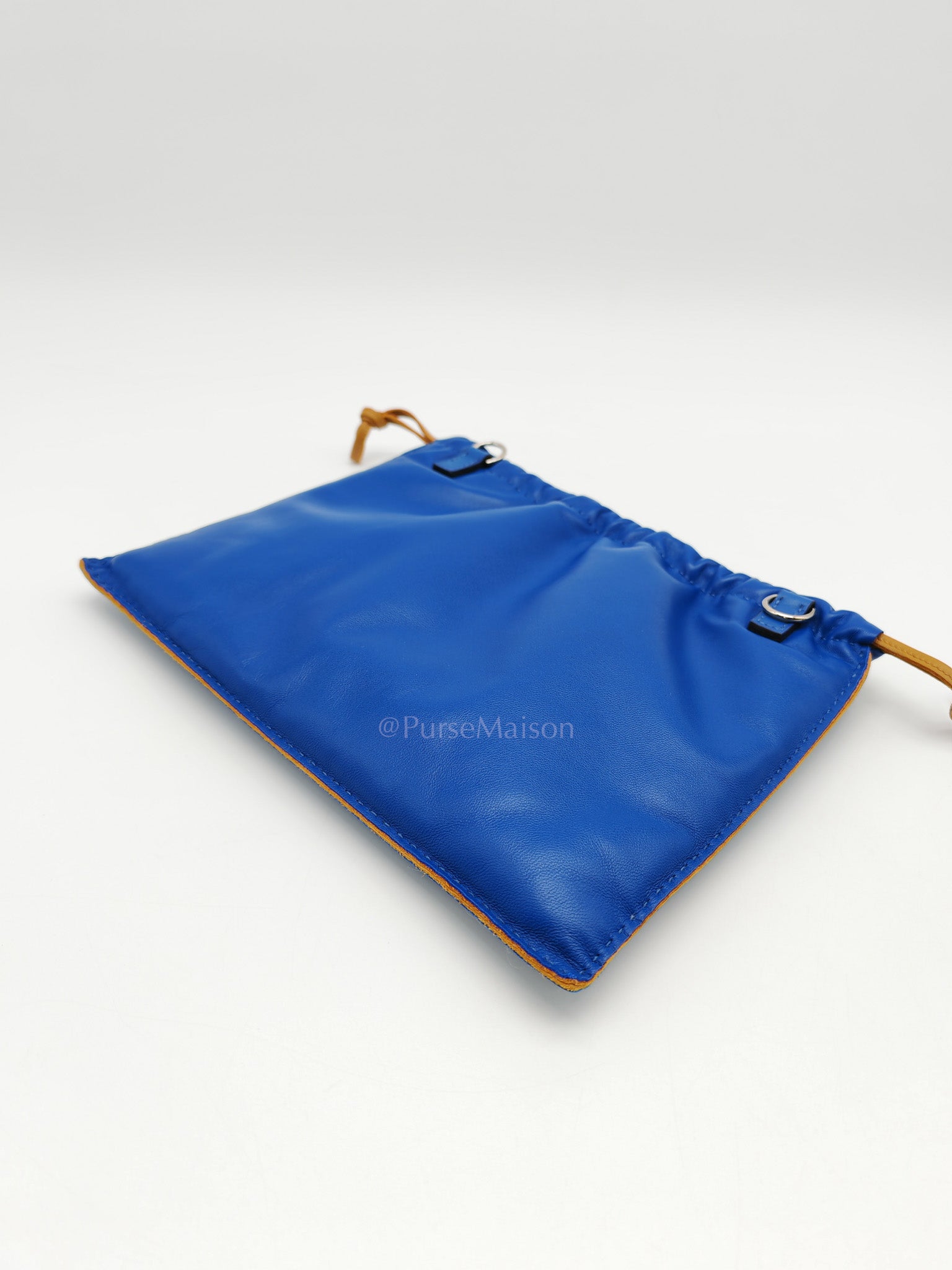 Pilo Pouch in Blue Swift Lambskin Leather & Palladium Hardware Stamp U (2022)