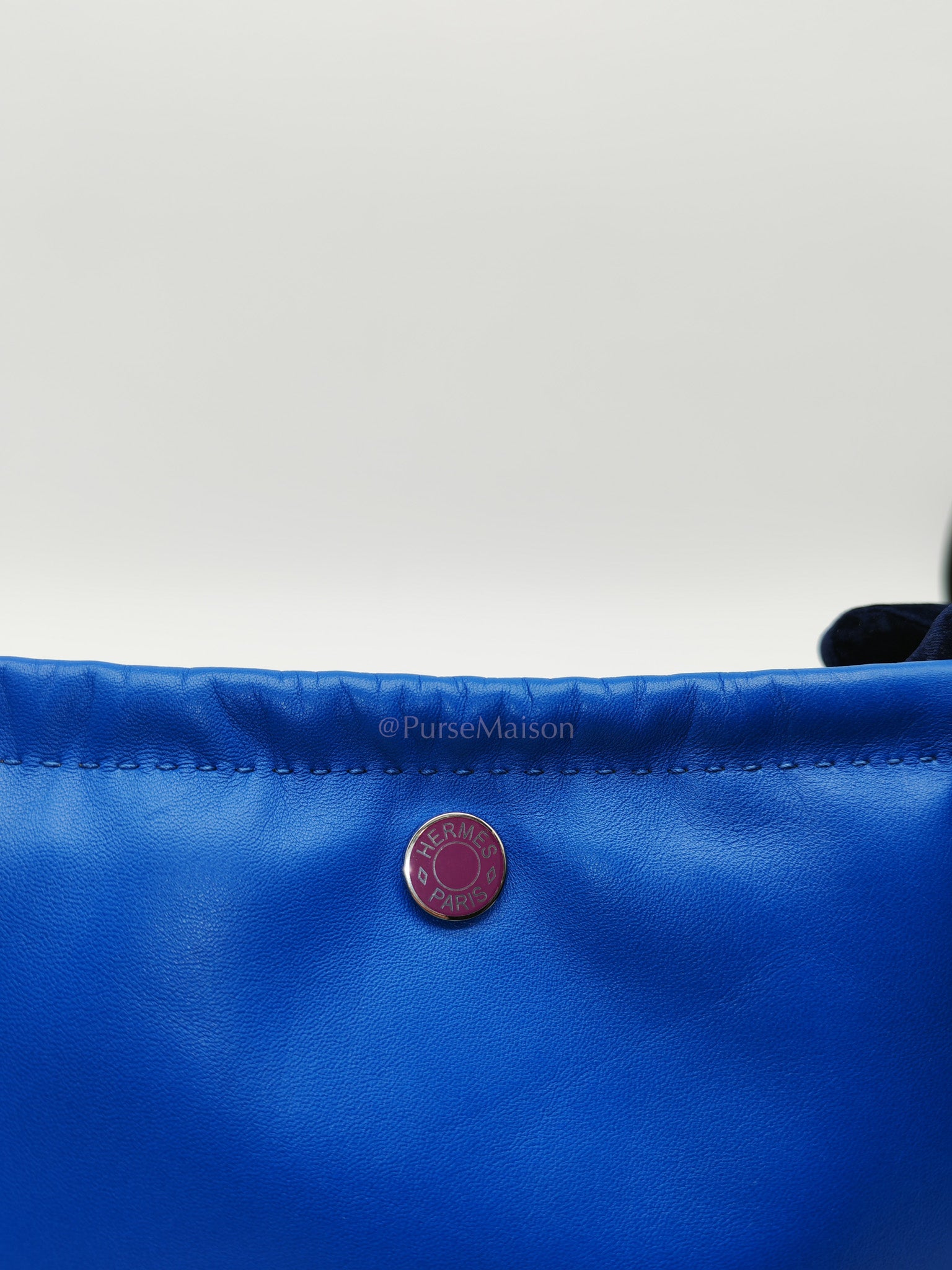 Pilo Pouch in Blue Swift Lambskin Leather & Palladium Hardware Stamp U (2022)