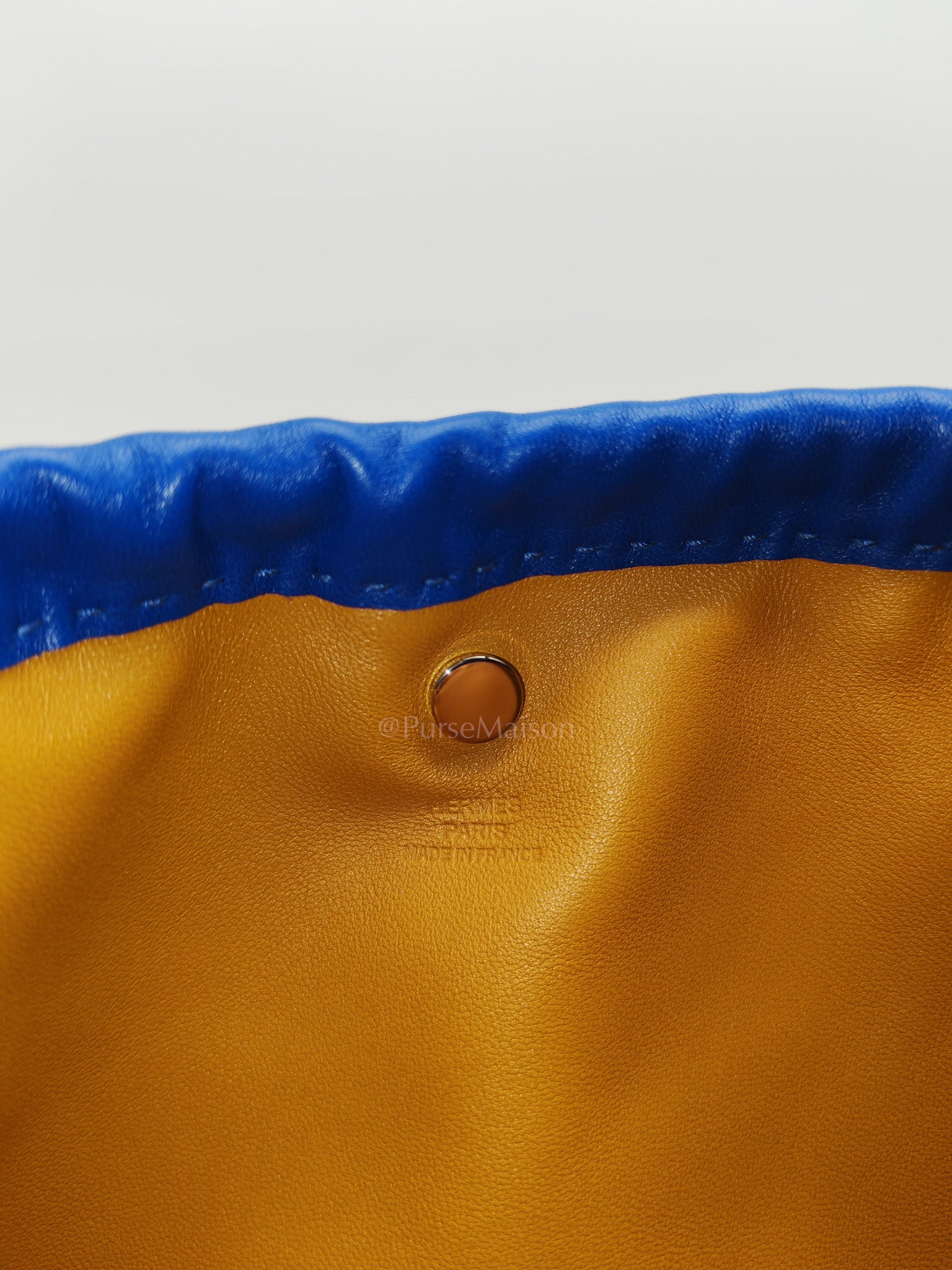Pilo Pouch in Blue Swift Lambskin Leather & Palladium Hardware Stamp U (2022)