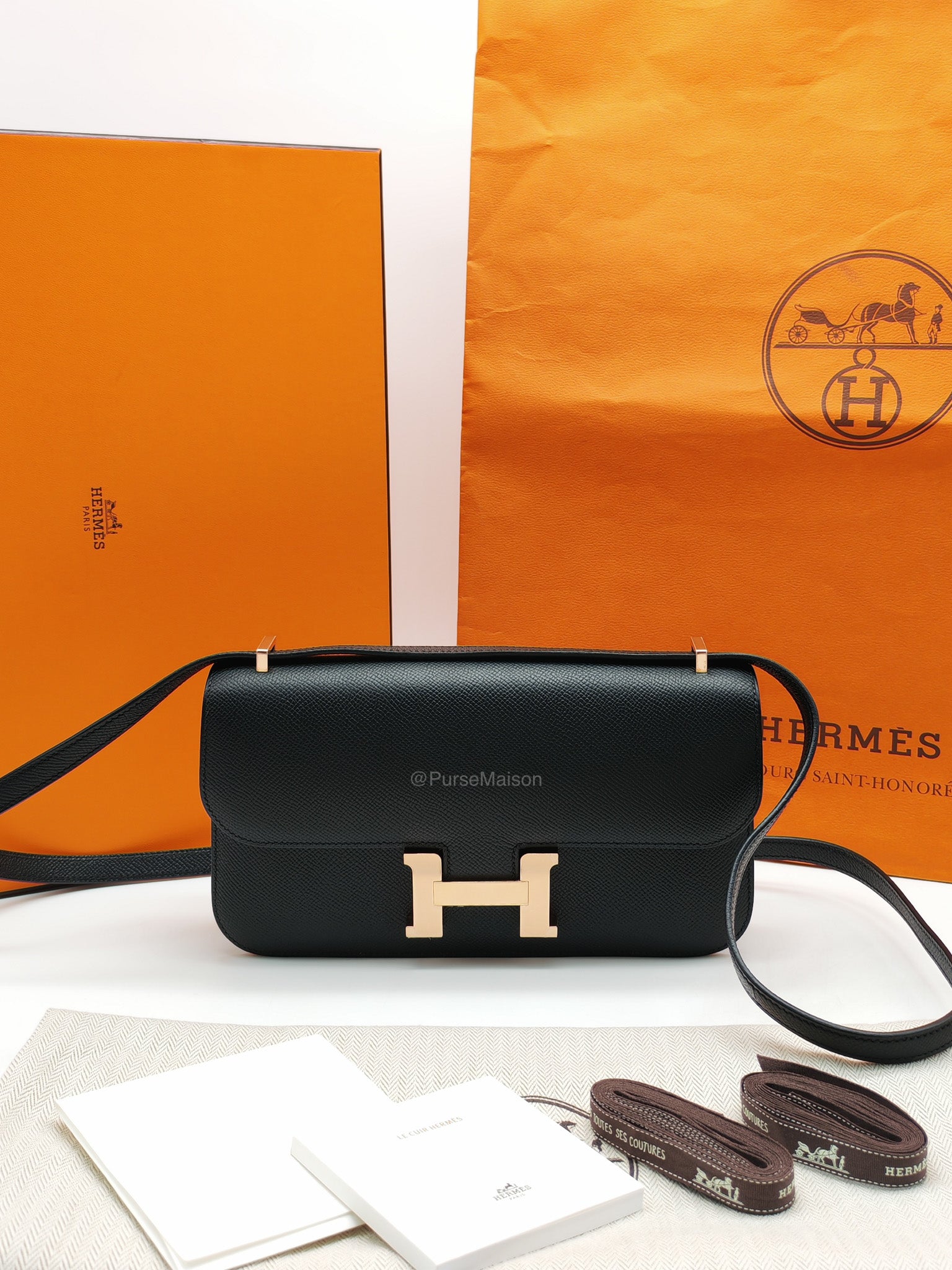 Hermes Constance Elan in Black Epsom Leather Rose Gold Hardware Stamp K(2025)