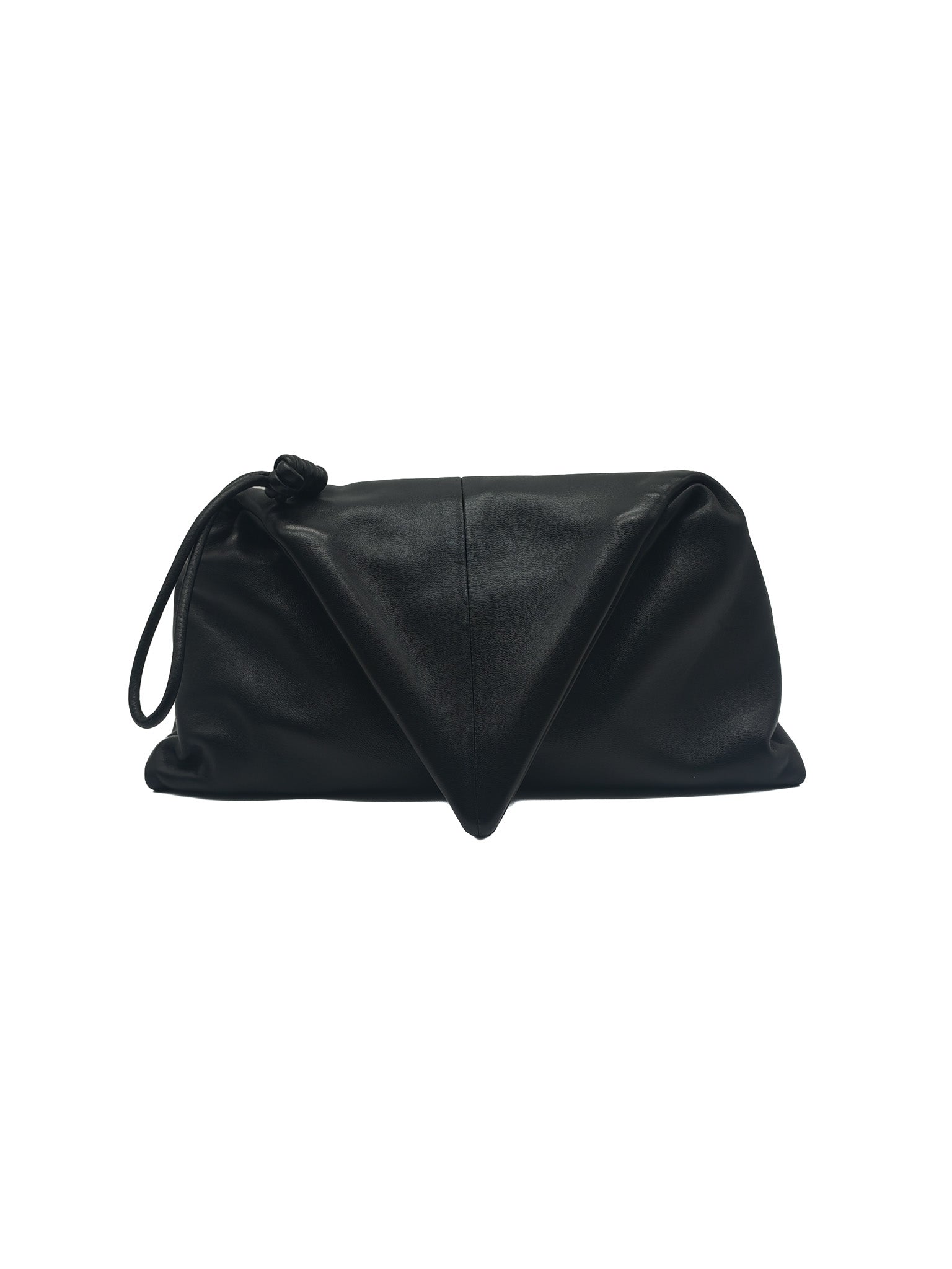 Bottega Veneta Trine Envelope Clutch in Black Smooth Calfskin Leather