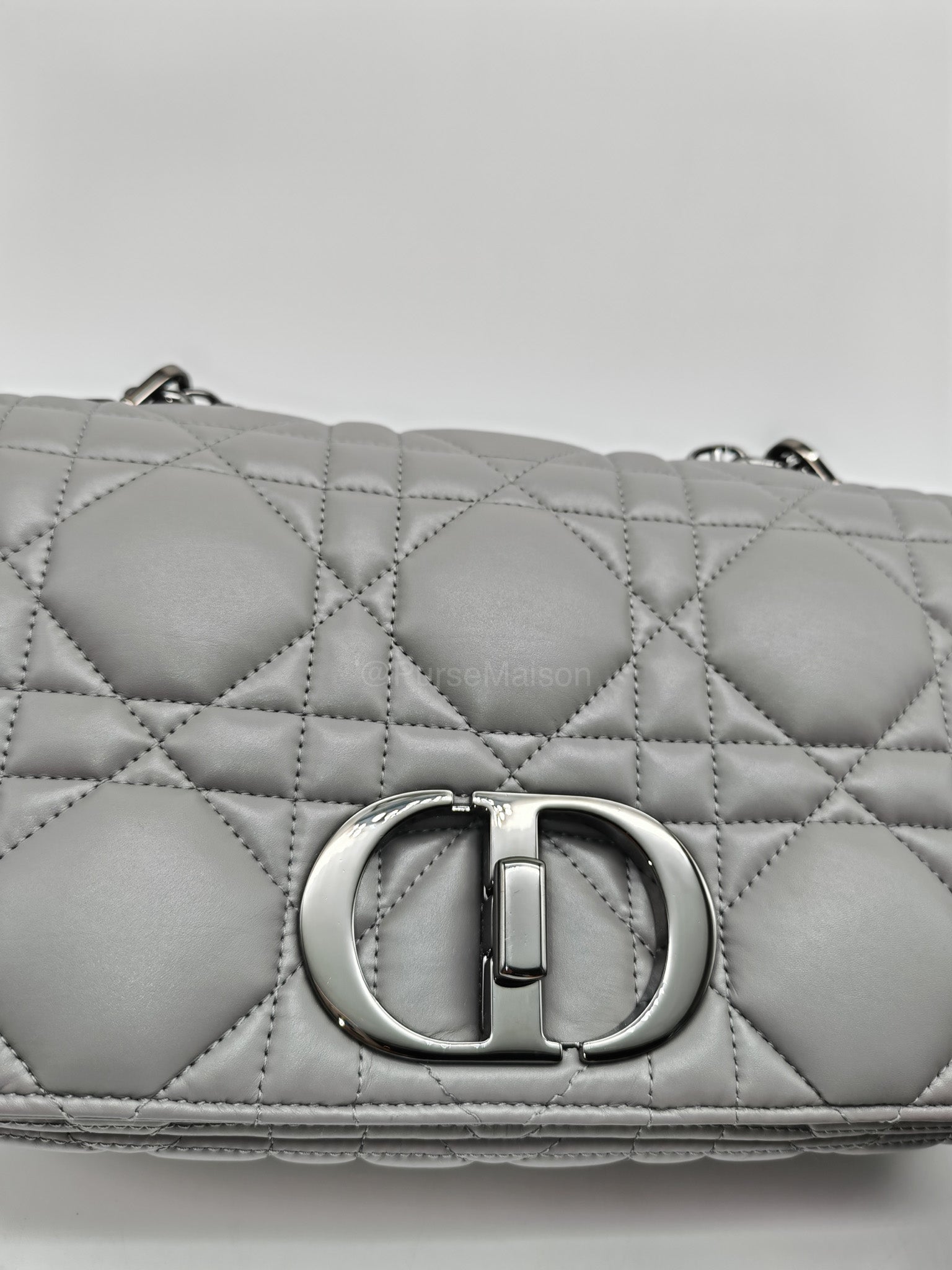 Christian Dior Caro Bag Calfskin Leather in Grey