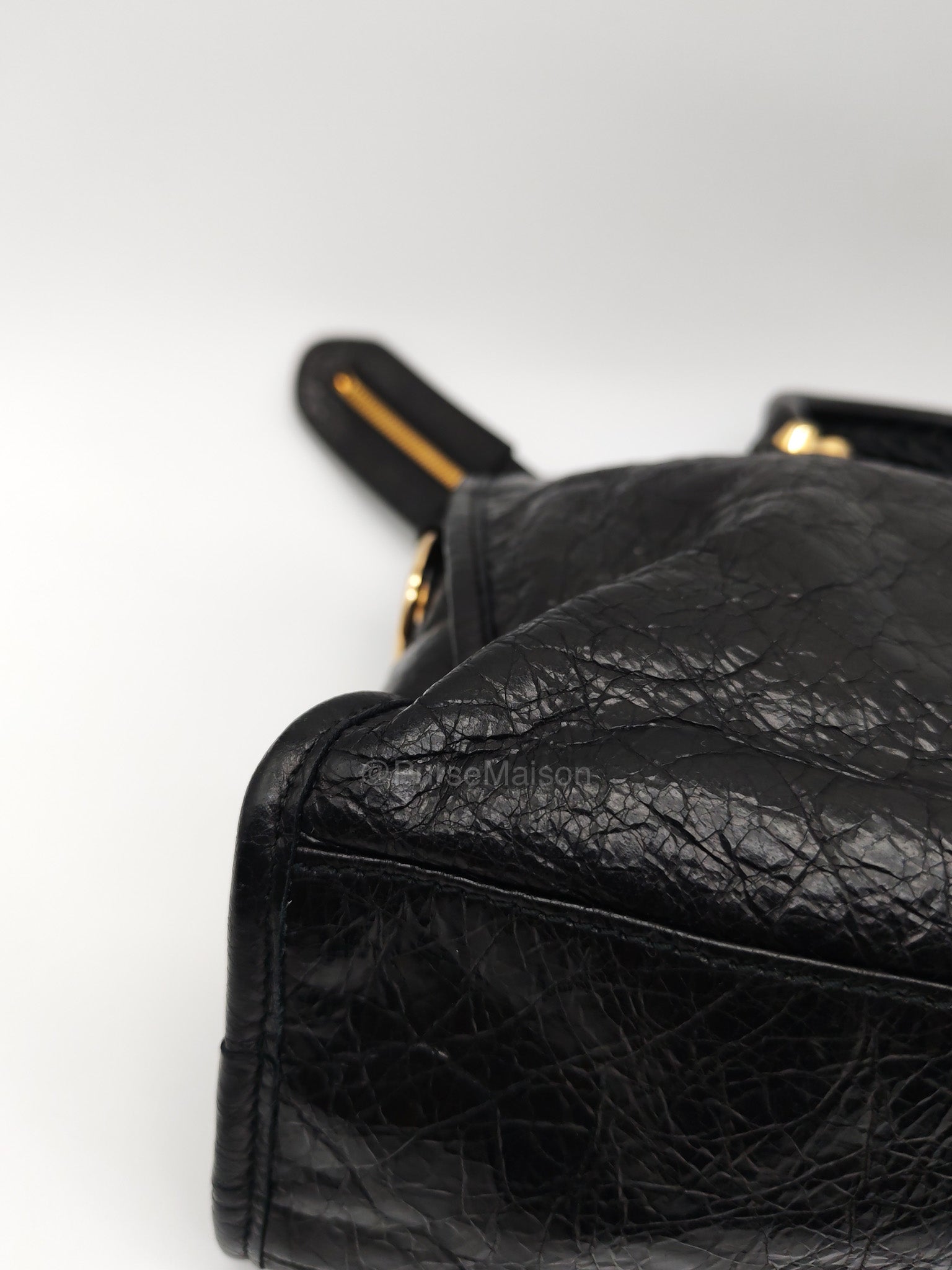 Balenciaga Le City Small Bag in Black Studded Calfskin Leather and Gold Hardware