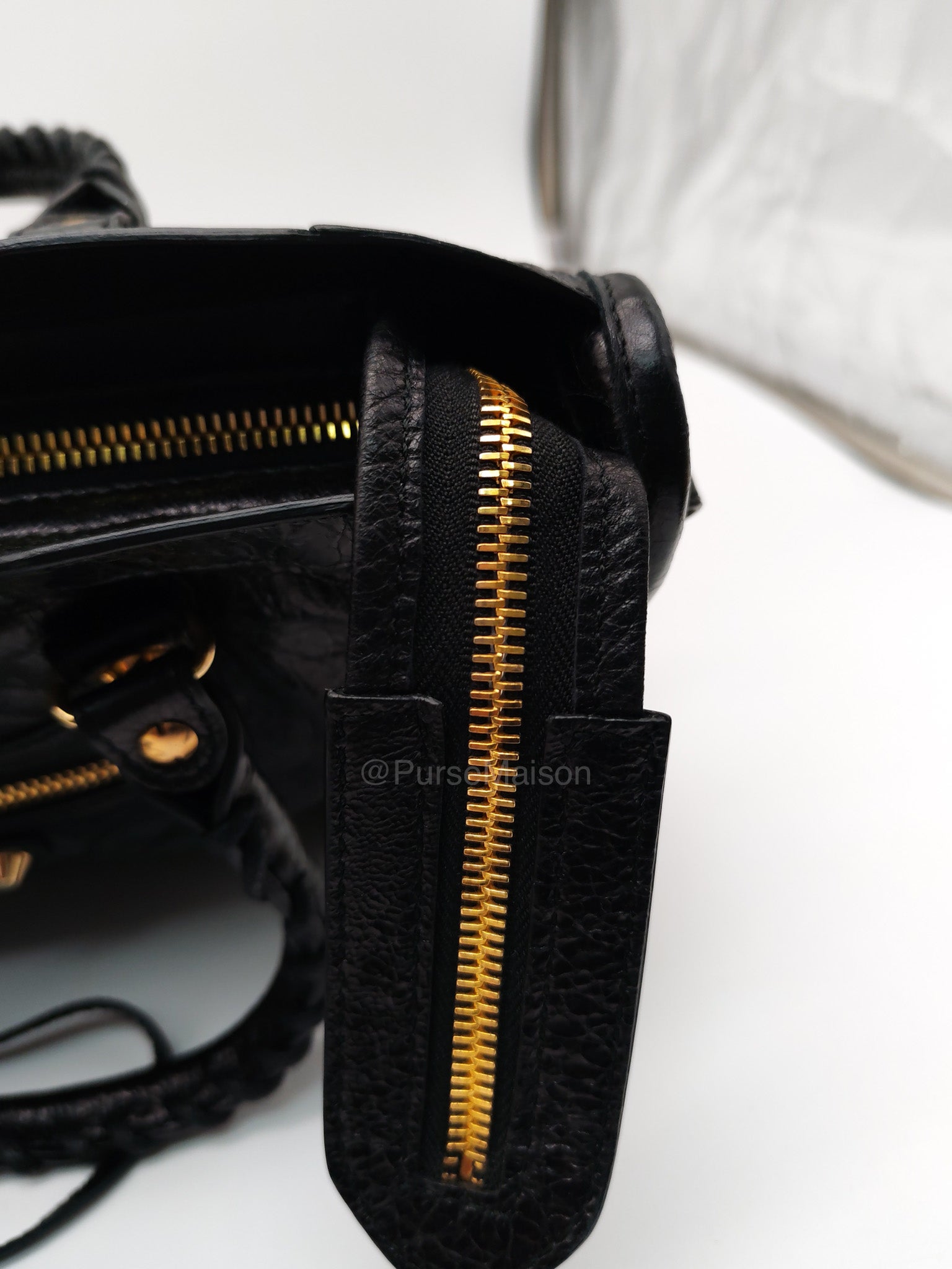 Balenciaga Le City Small Bag in Black Studded Calfskin Leather and Gold Hardware