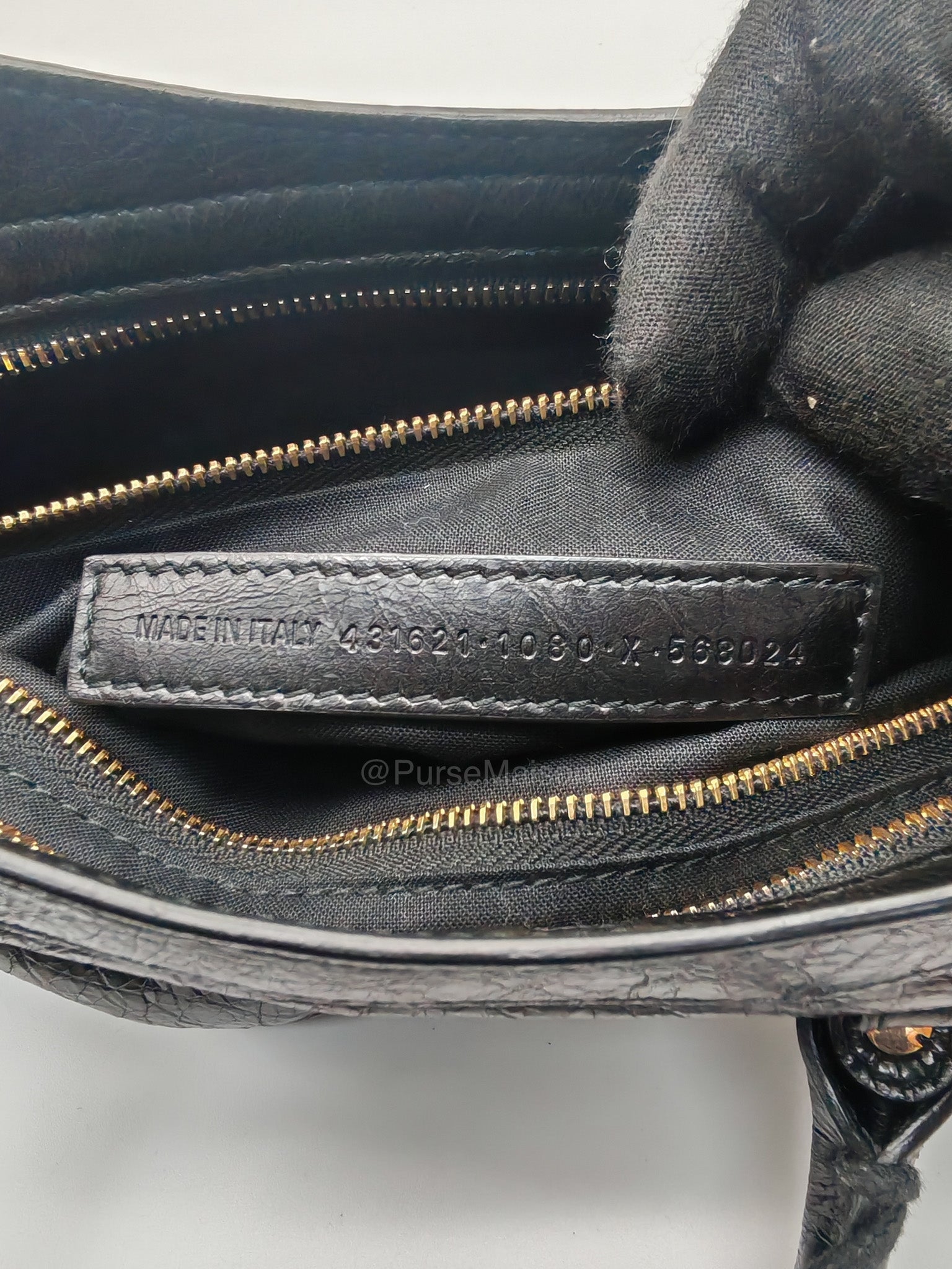 Balenciaga Le City Small Bag in Black Studded Calfskin Leather and Gold Hardware